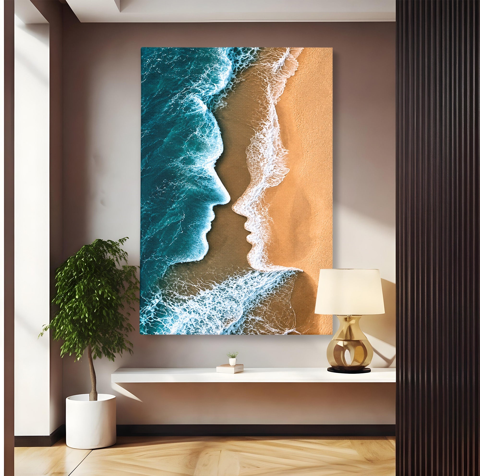 Tablou Canvas Premium LuxCanva® U1214, Valuri In Forma De Chipuri, Ocean, Creativ, Valuri, Chipuri, Dormitor, Living, Culori Vibrante