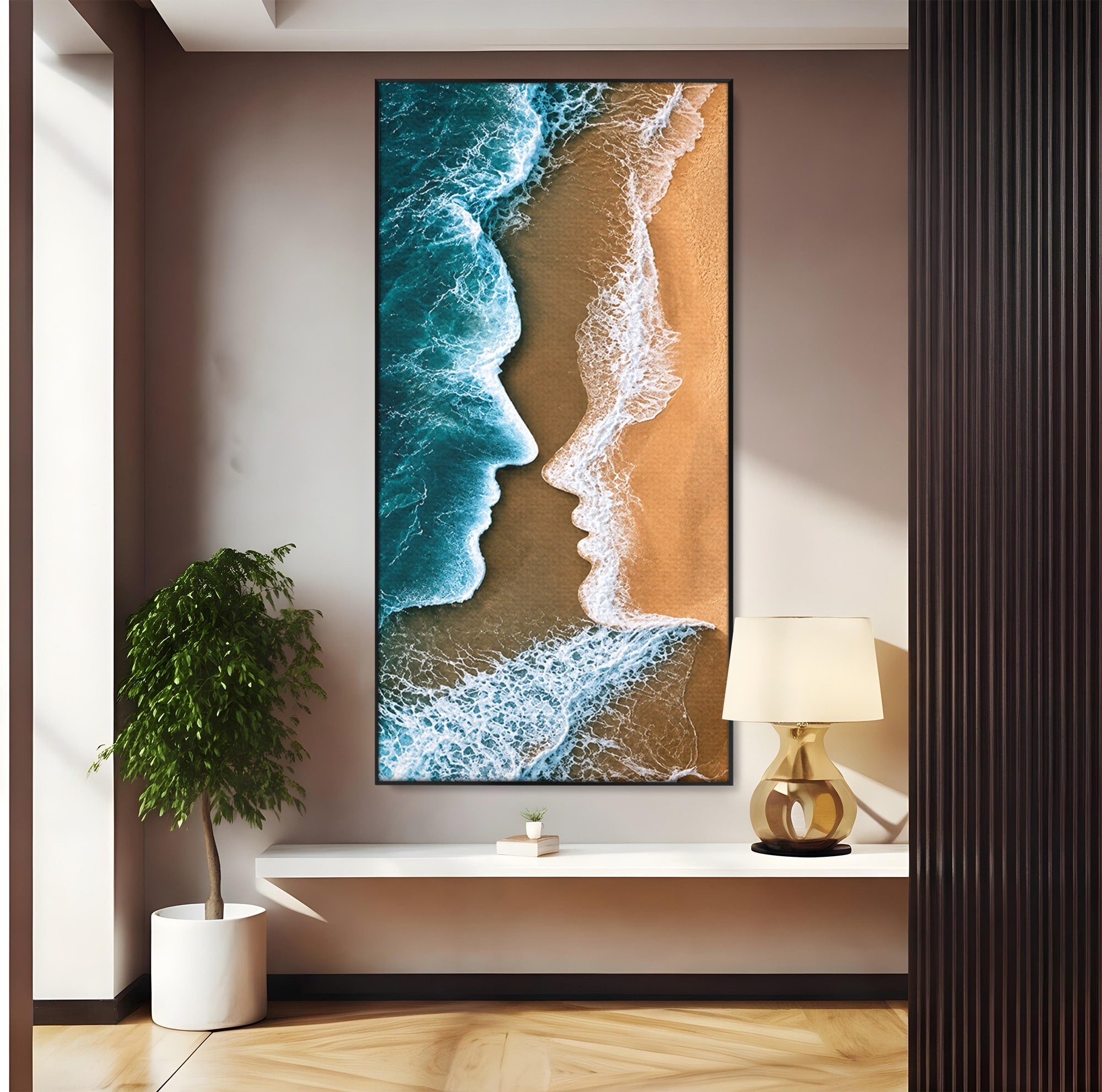 Tablou Canvas Premium LuxCanva® U1214, Valuri In Forma De Chipuri, Ocean, Creativ, Valuri, Chipuri, Dormitor, Living, Culori Vibrante