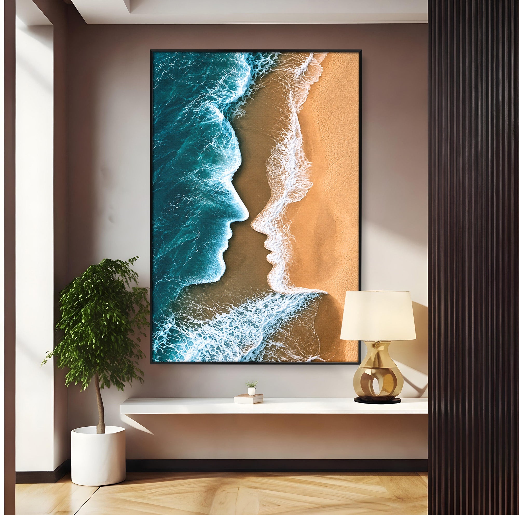 Tablou Canvas Premium LuxCanva® U1214, Valuri In Forma De Chipuri, Ocean, Creativ, Valuri, Chipuri, Dormitor, Living, Culori Vibrante
