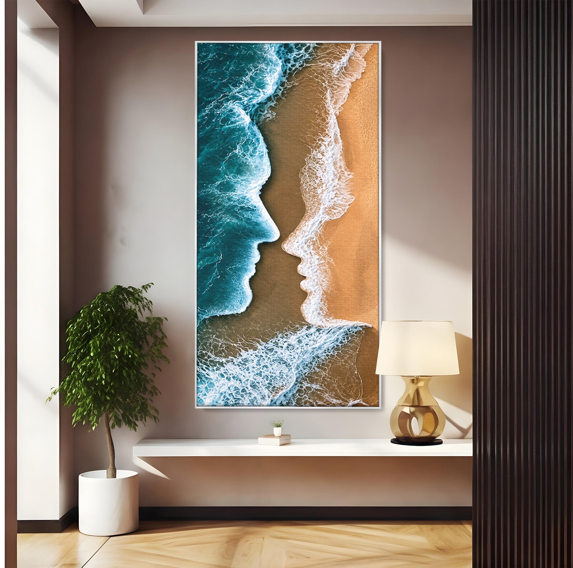 Tablou Canvas Premium LuxCanva® U1214, Valuri In Forma De Chipuri, Ocean, Creativ, Valuri, Chipuri, Dormitor, Living, Culori Vibrante