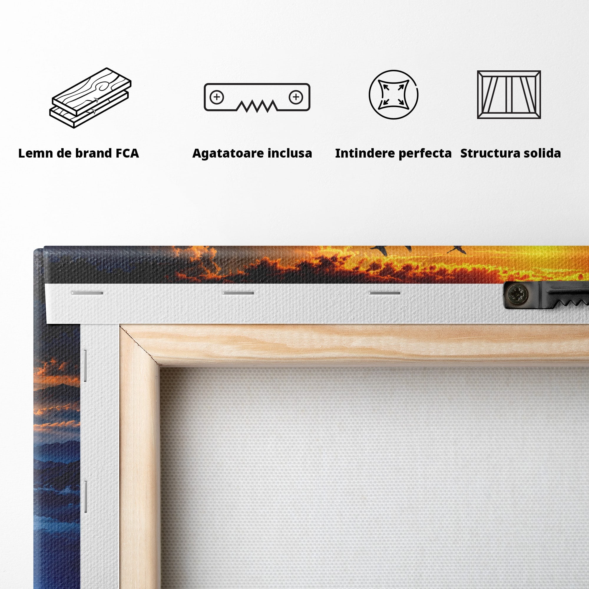 Tablou Canvas Premium LuxCanva® U1215, Profiluri Cosmice, Peisaj, Cosmos, Apus, Living, Dormitor, Culori Vibrante