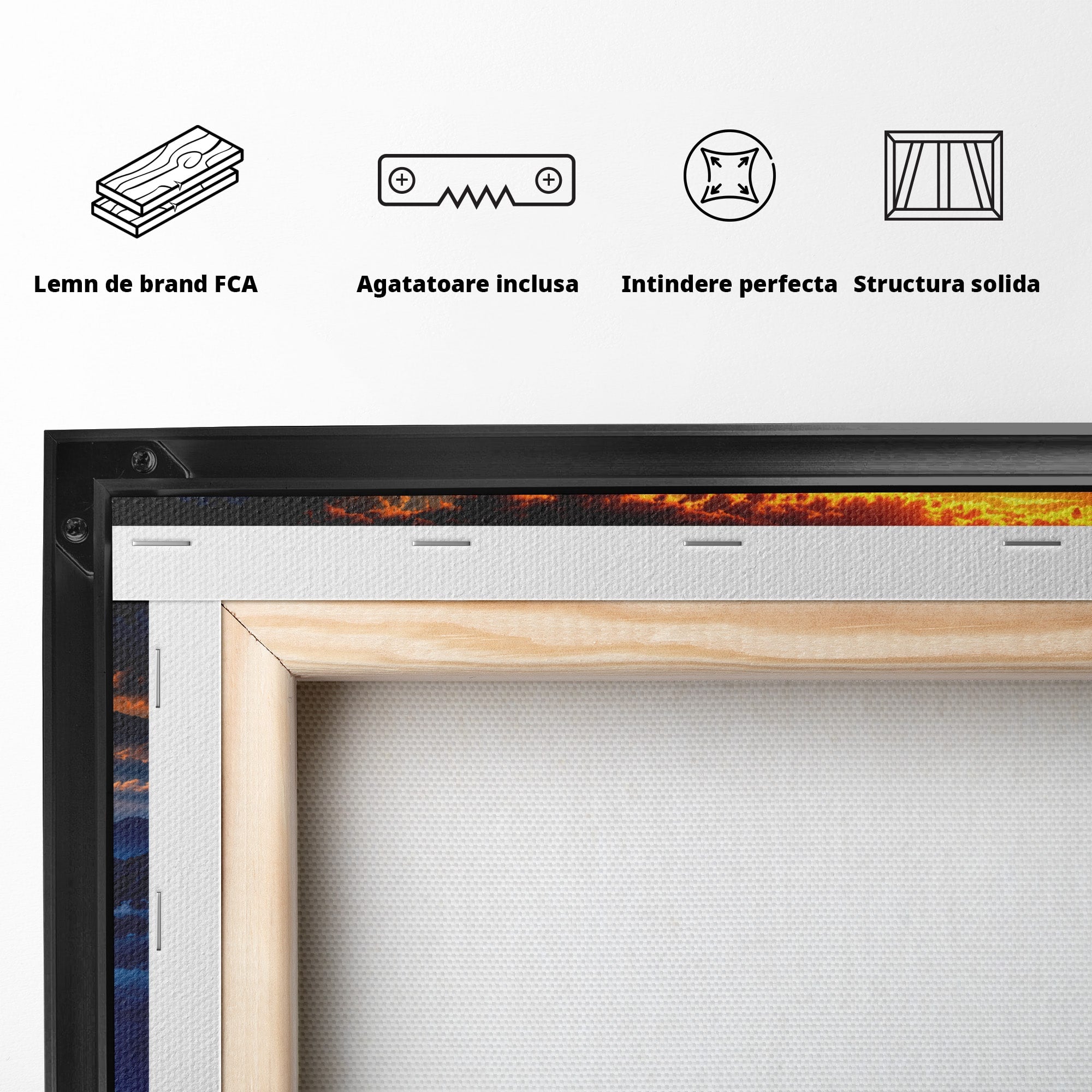 Tablou Canvas Premium LuxCanva® U1215, Profiluri Cosmice, Peisaj, Cosmos, Apus, Living, Dormitor, Culori Vibrante