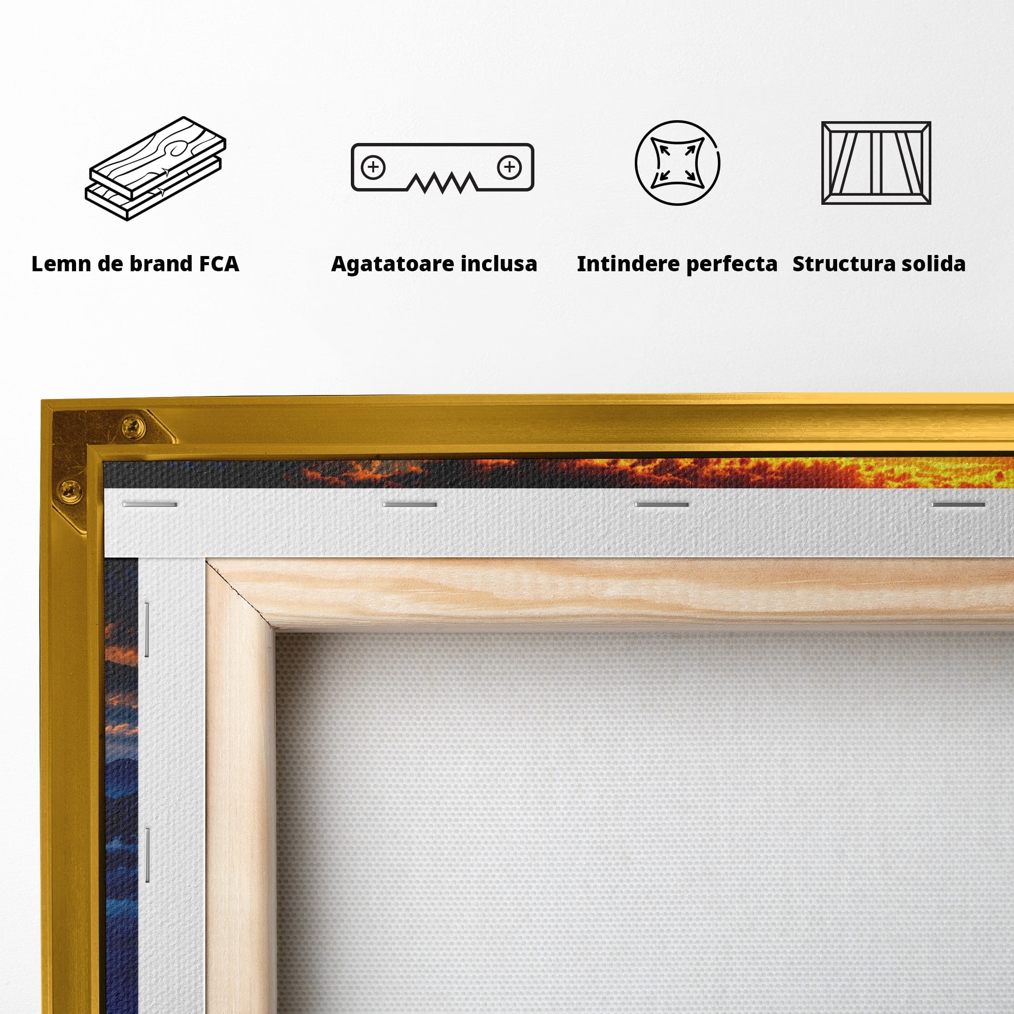 Tablou Canvas Premium LuxCanva® U1215, Profiluri Cosmice, Peisaj, Cosmos, Apus, Living, Dormitor, Culori Vibrante