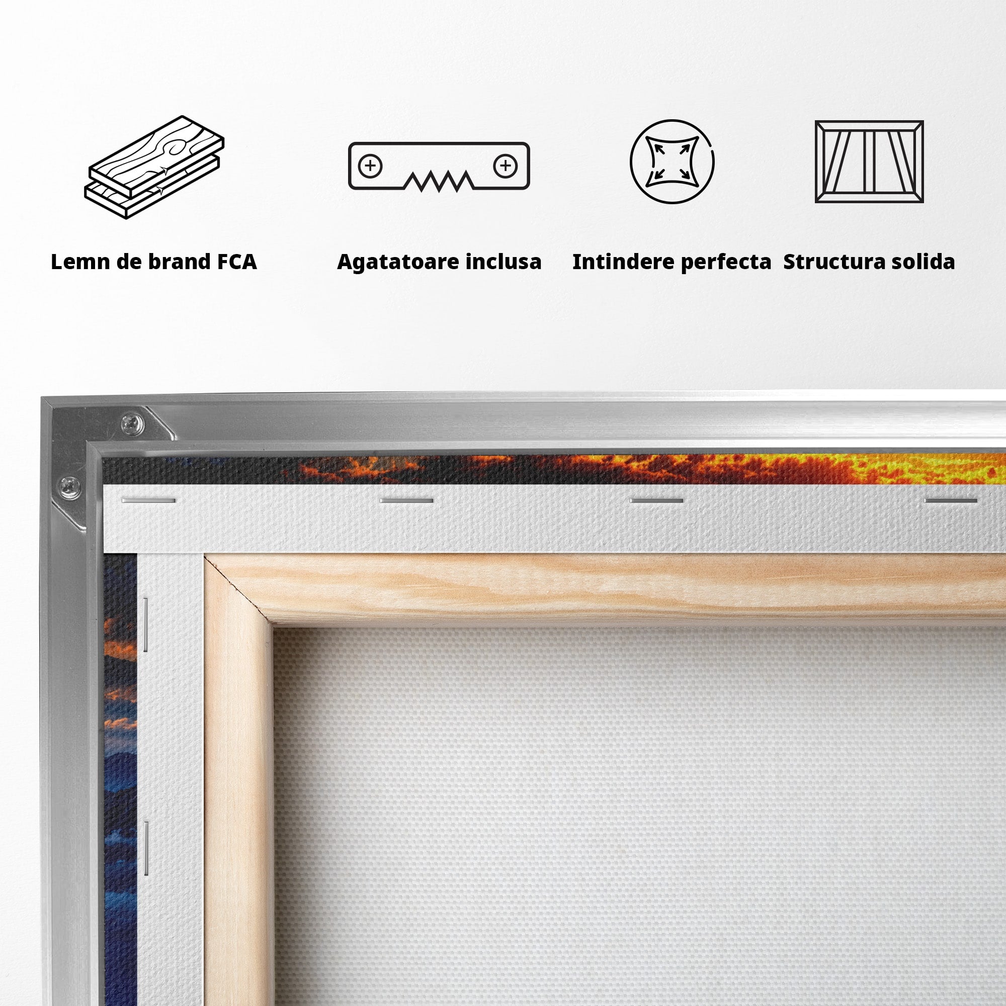 Tablou Canvas Premium LuxCanva® U1215, Profiluri Cosmice, Peisaj, Cosmos, Apus, Living, Dormitor, Culori Vibrante