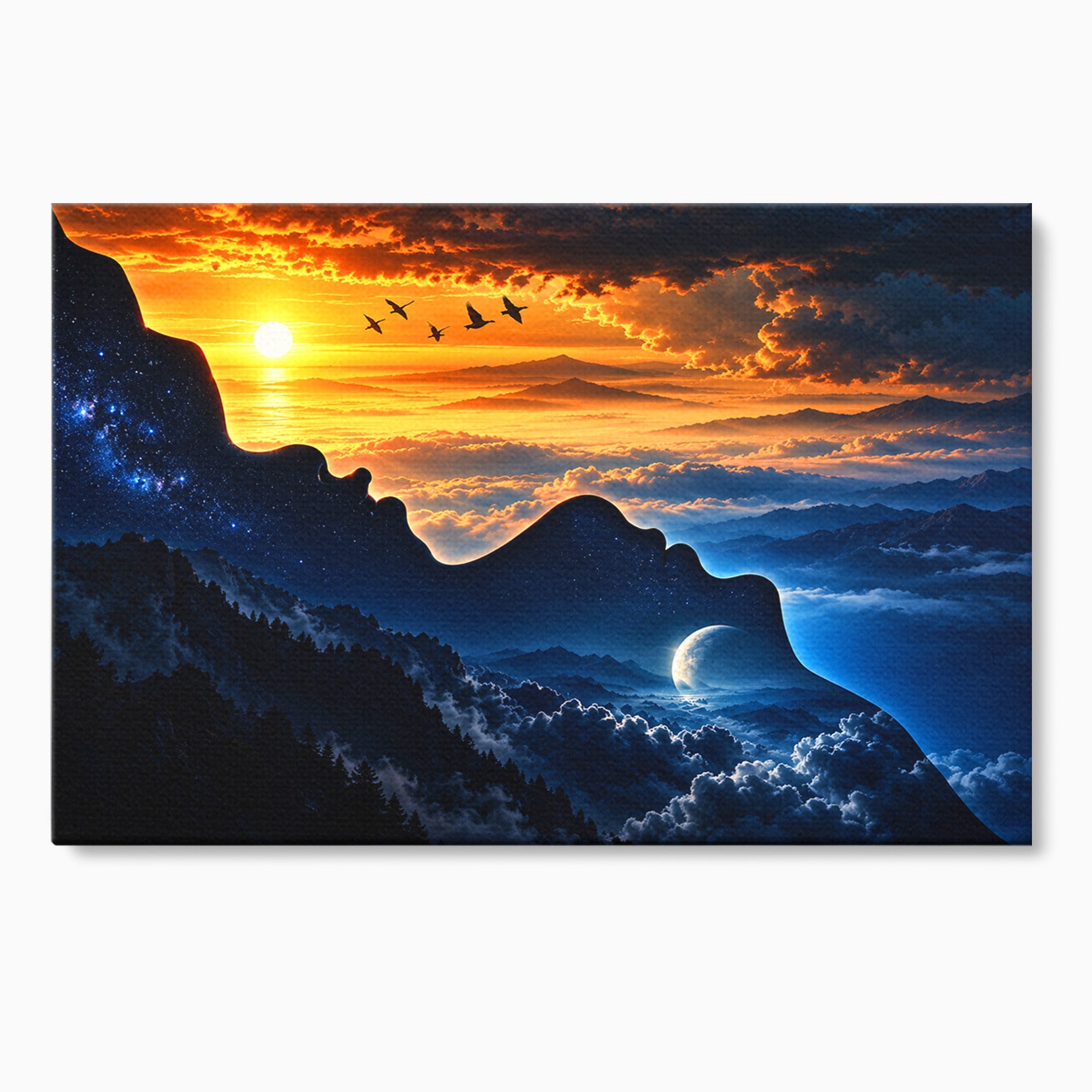 Tablou Canvas Premium LuxCanva® U1215, Profiluri Cosmice, Peisaj, Cosmos, Apus, Living, Dormitor, Culori Vibrante