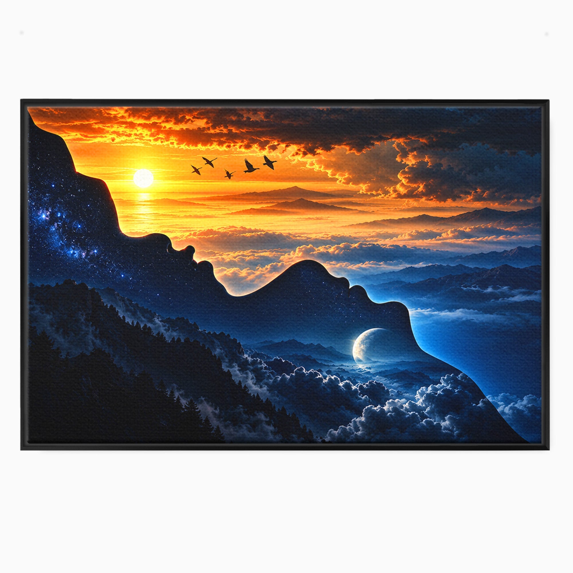 Tablou Canvas Premium LuxCanva® U1215, Profiluri Cosmice, Peisaj, Cosmos, Apus, Living, Dormitor, Culori Vibrante