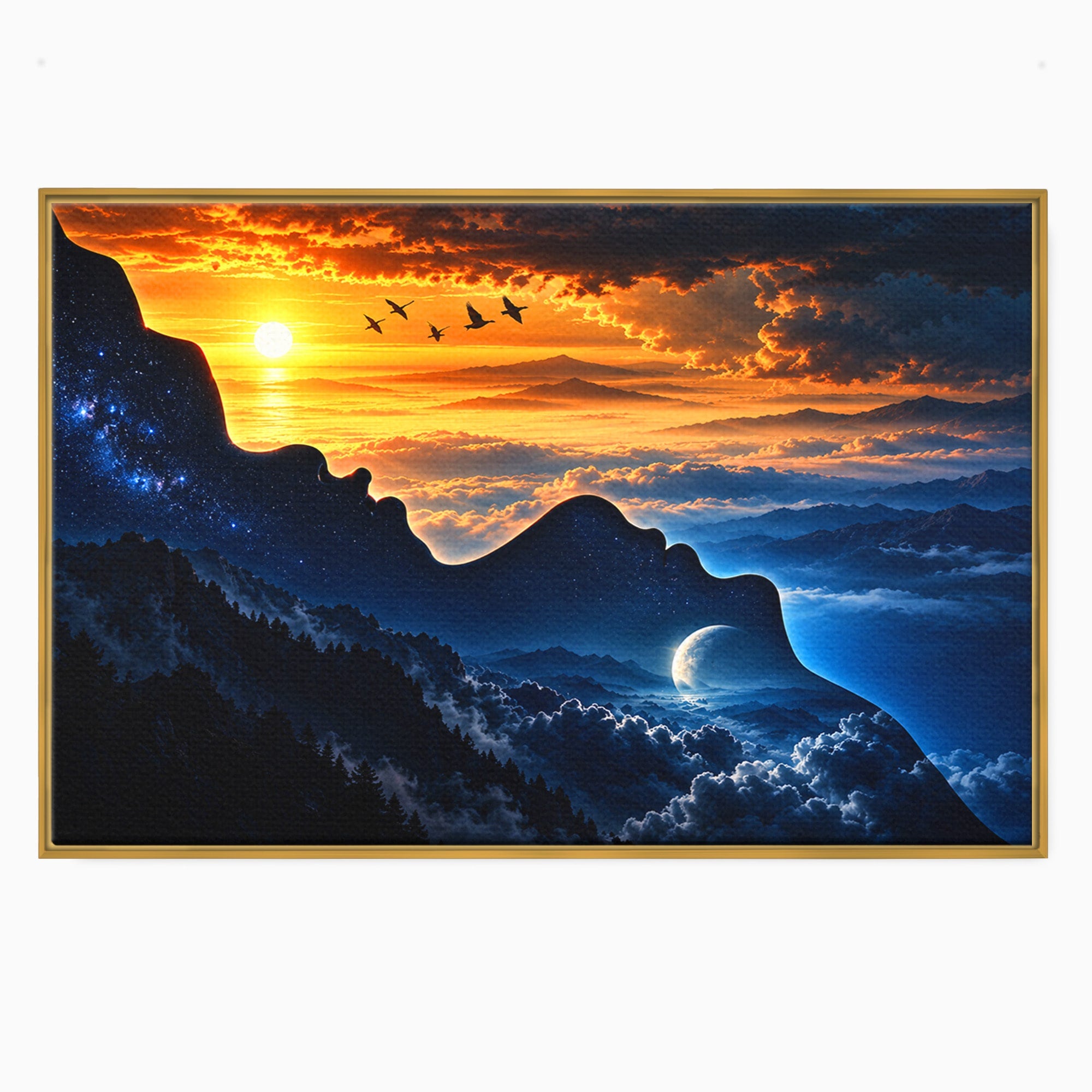 Tablou Canvas Premium LuxCanva® U1215, Profiluri Cosmice, Peisaj, Cosmos, Apus, Living, Dormitor, Culori Vibrante