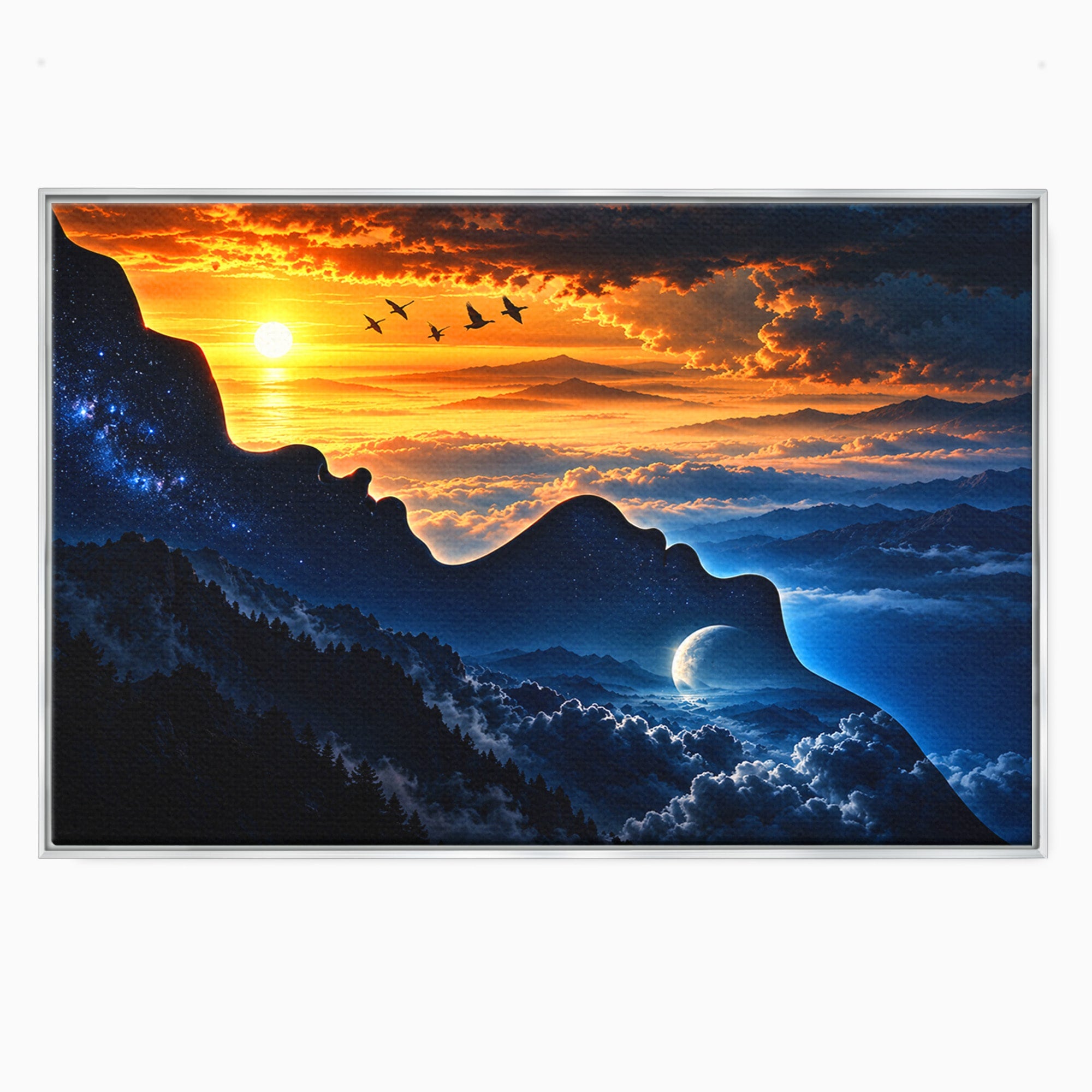 Tablou Canvas Premium LuxCanva® U1215, Profiluri Cosmice, Peisaj, Cosmos, Apus, Living, Dormitor, Culori Vibrante