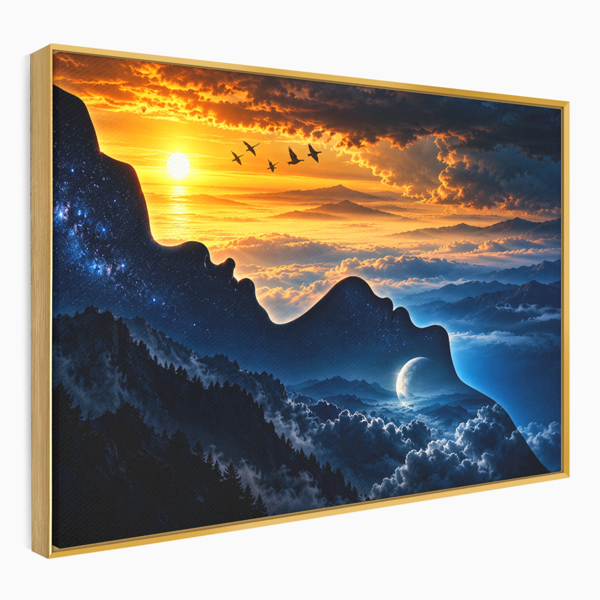 Tablou Canvas Premium LuxCanva® U1215, Profiluri Cosmice, Peisaj, Cosmos, Apus, Living, Dormitor, Culori Vibrante