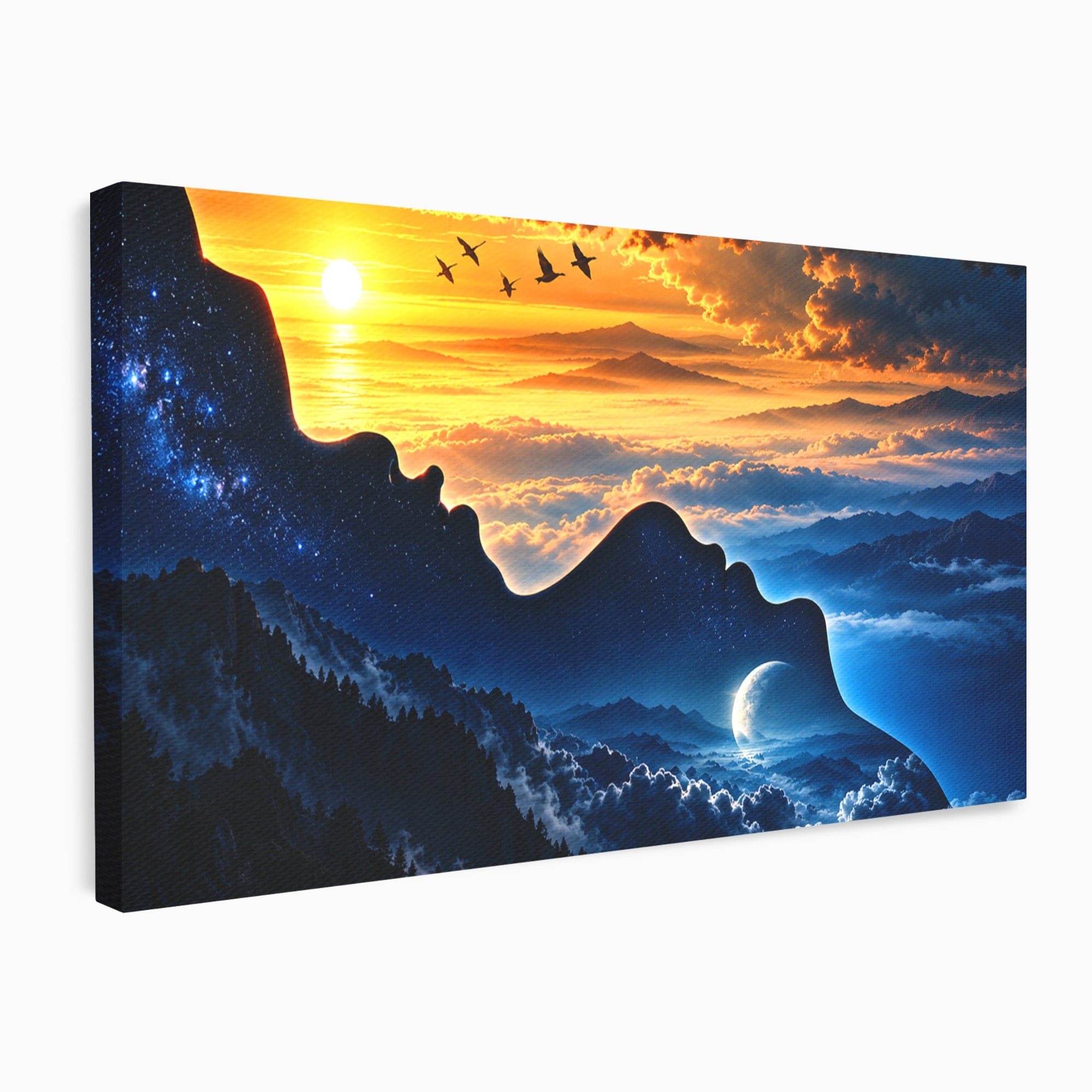 Tablou Canvas Premium LuxCanva® U1215, Profiluri Cosmice, Peisaj, Cosmos, Apus, Living, Dormitor, Culori Vibrante