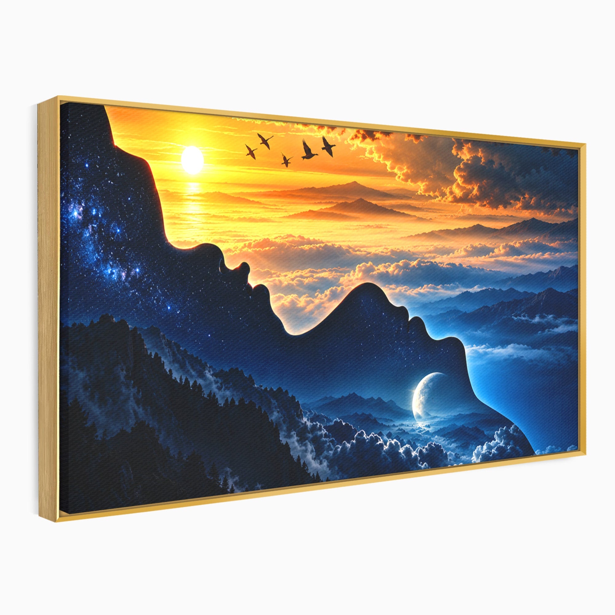 Tablou Canvas Premium LuxCanva® U1215, Profiluri Cosmice, Peisaj, Cosmos, Apus, Living, Dormitor, Culori Vibrante