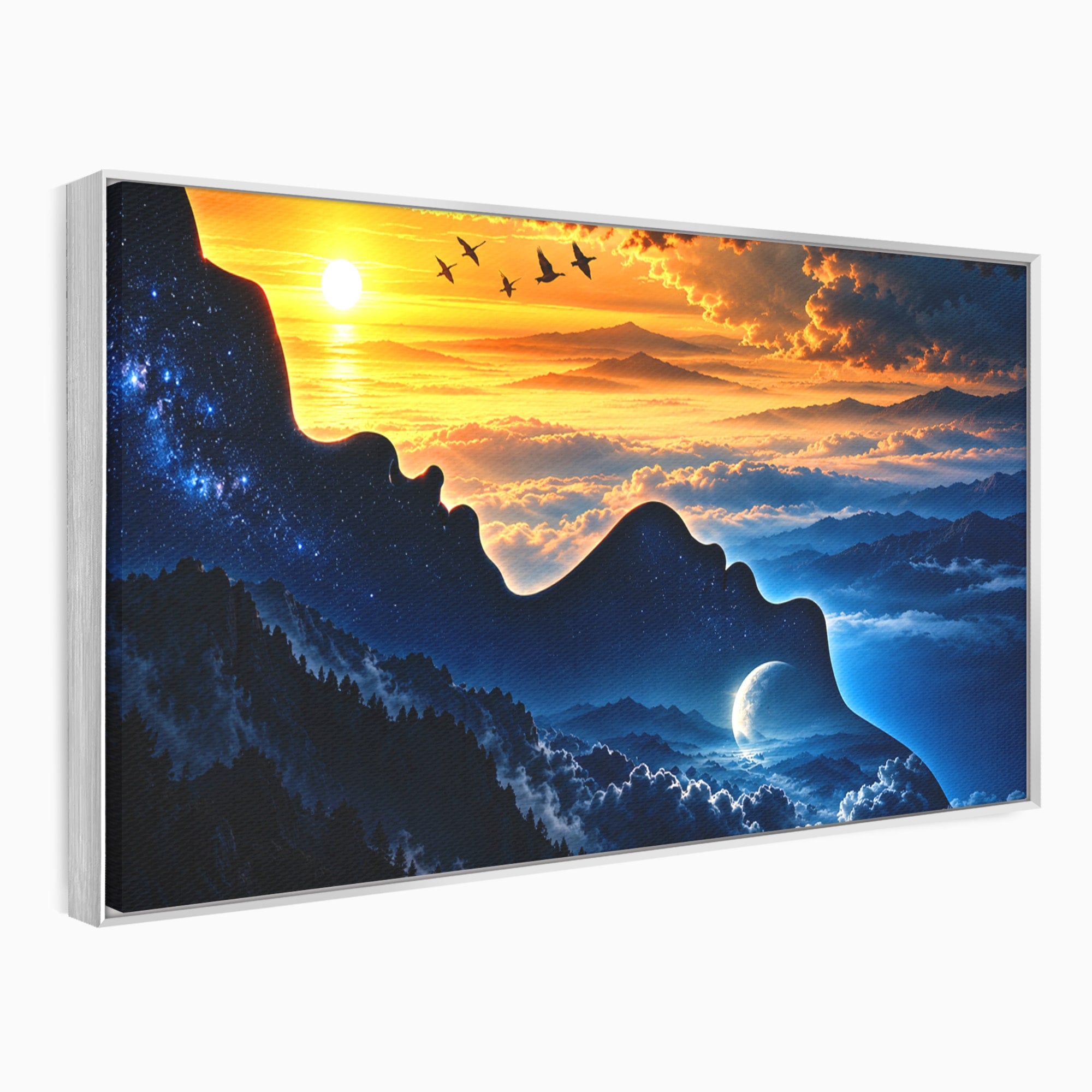 Tablou Canvas Premium LuxCanva® U1215, Profiluri Cosmice, Peisaj, Cosmos, Apus, Living, Dormitor, Culori Vibrante