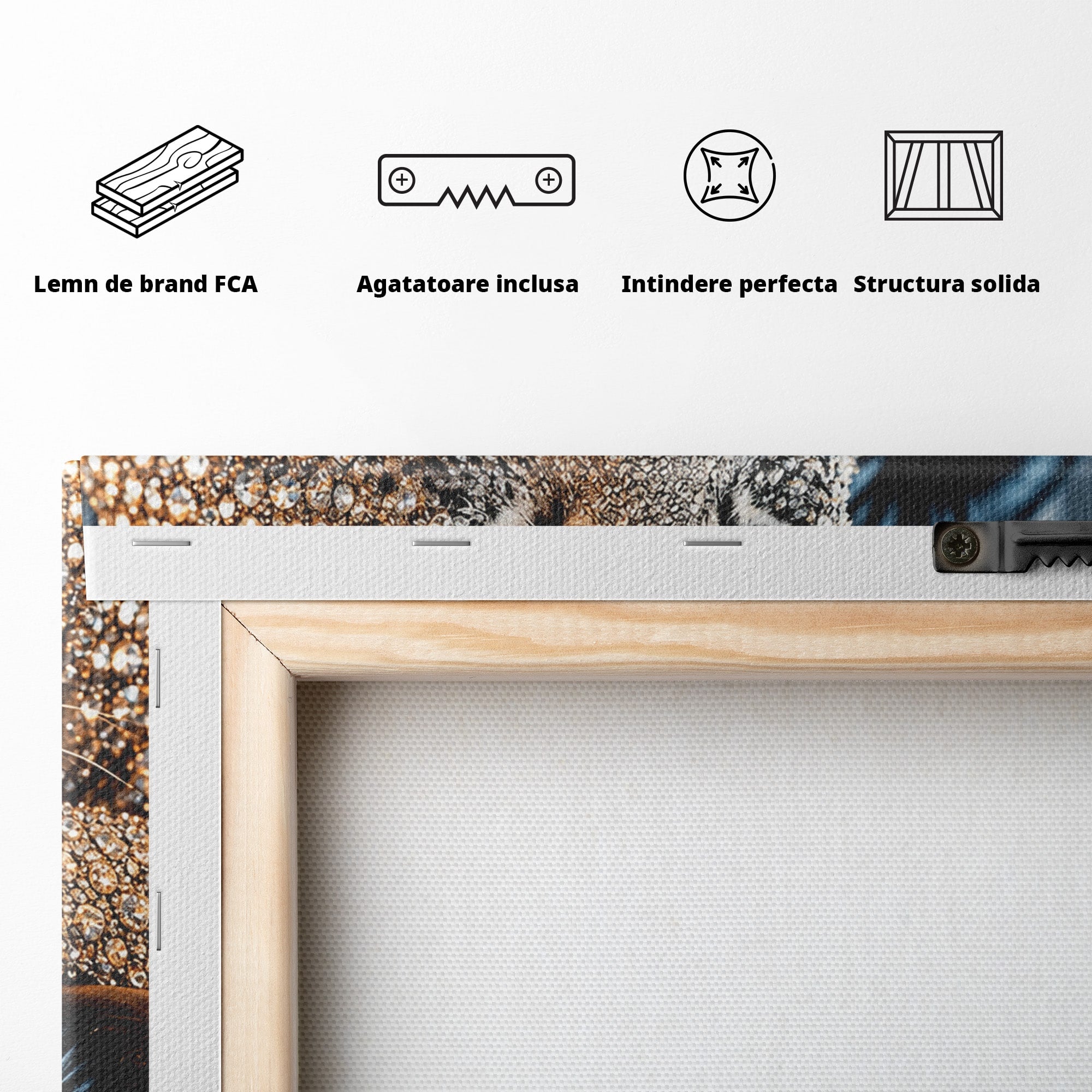 Tablou Canvas Premium LuxCanva® U1220, Majestatea Leopardului, Bijuterii, Coroana, Lux,  Leopard, Dormitor, Culori Vibrante