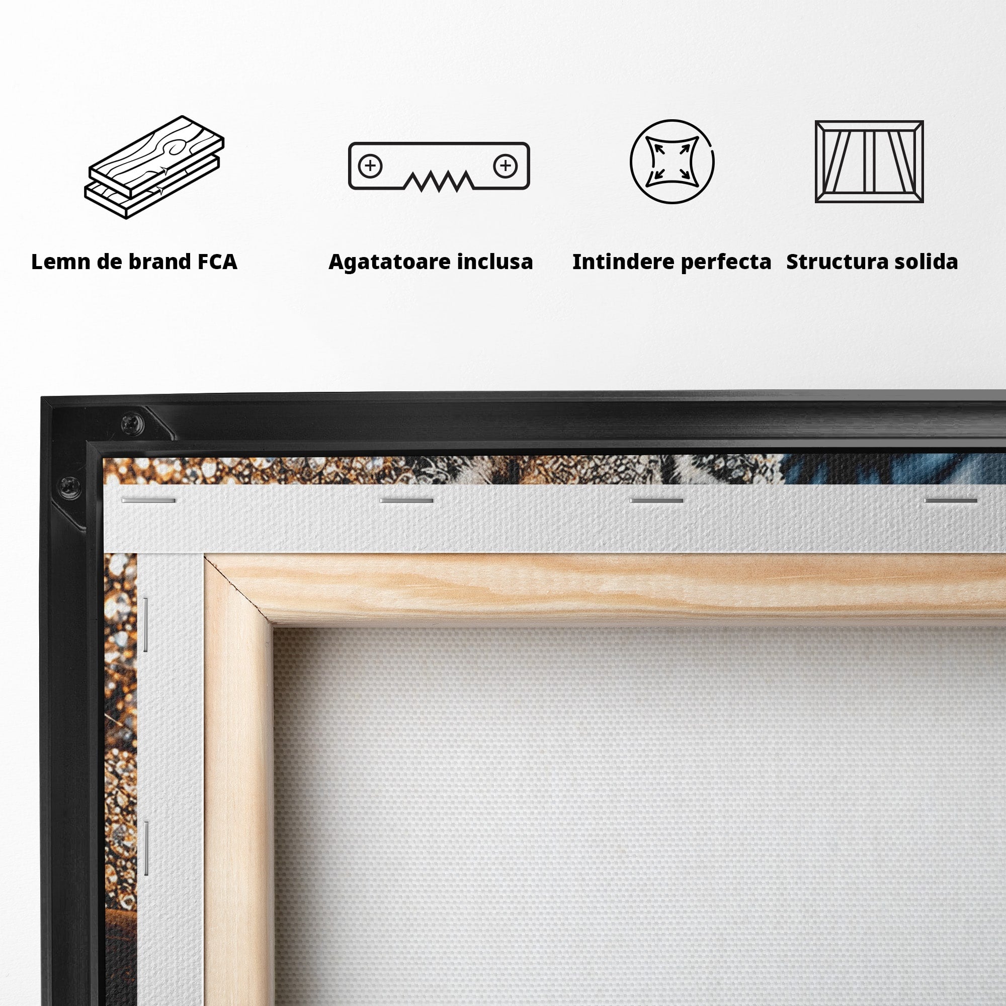 Tablou Canvas Premium LuxCanva® U1220, Majestatea Leopardului, Bijuterii, Coroana, Lux,  Leopard, Dormitor, Culori Vibrante