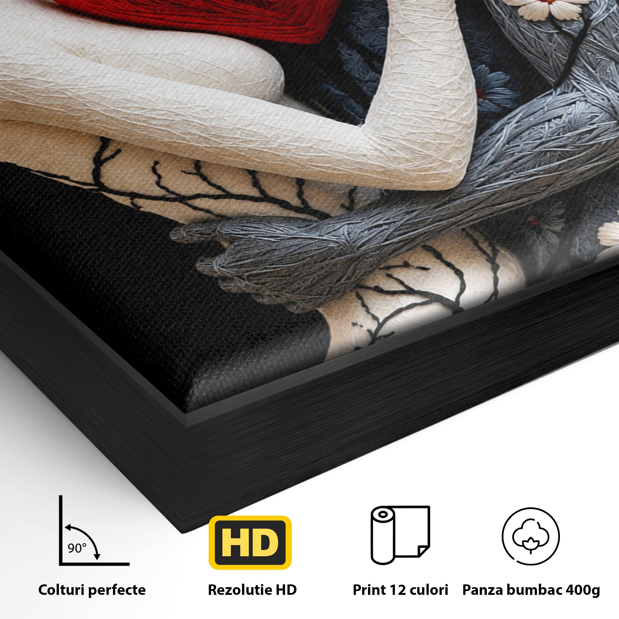 Tablou Canvas Premium LuxCanva® U1221, Iubire Contrastanta, Cuplu, Inima, Contrast, Iubire, Dormitor, Culori Vibrante