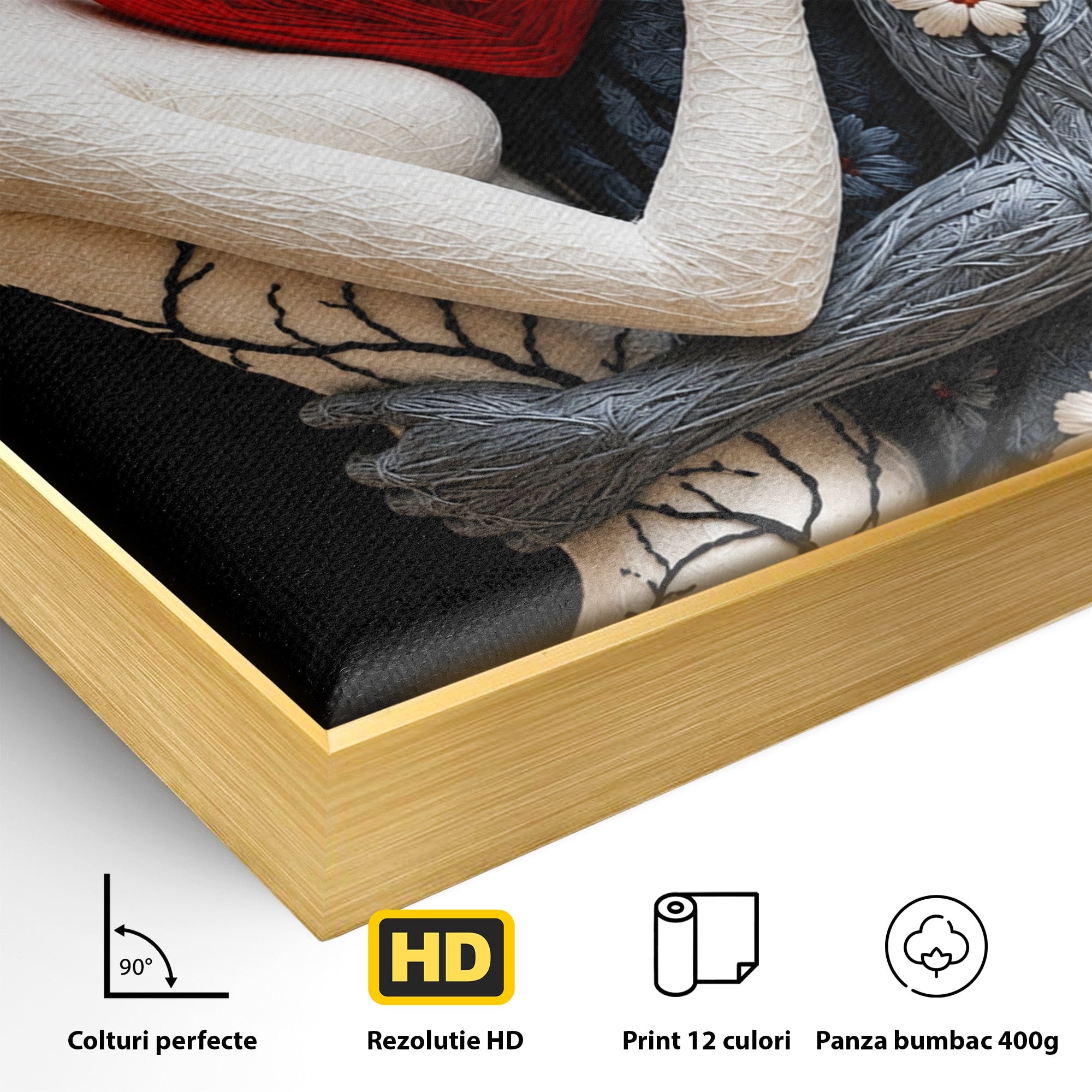 Tablou Canvas Premium LuxCanva® U1221, Iubire Contrastanta, Cuplu, Inima, Contrast, Iubire, Dormitor, Culori Vibrante