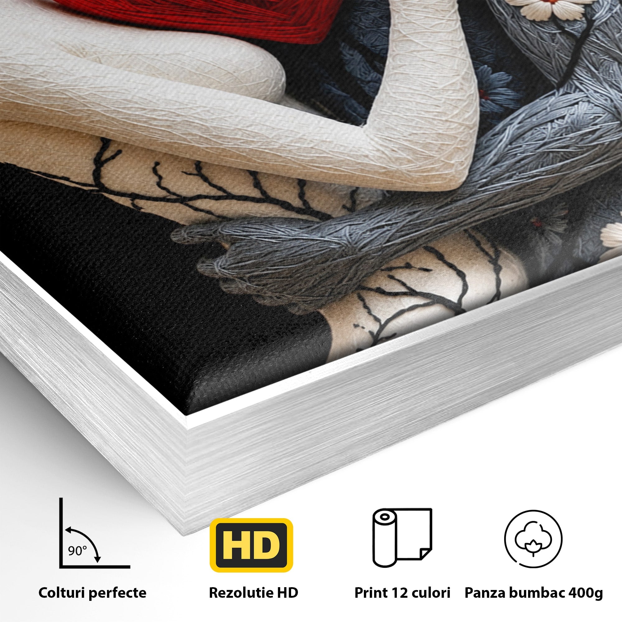 Tablou Canvas Premium LuxCanva® U1221, Iubire Contrastanta, Cuplu, Inima, Contrast, Iubire, Dormitor, Culori Vibrante