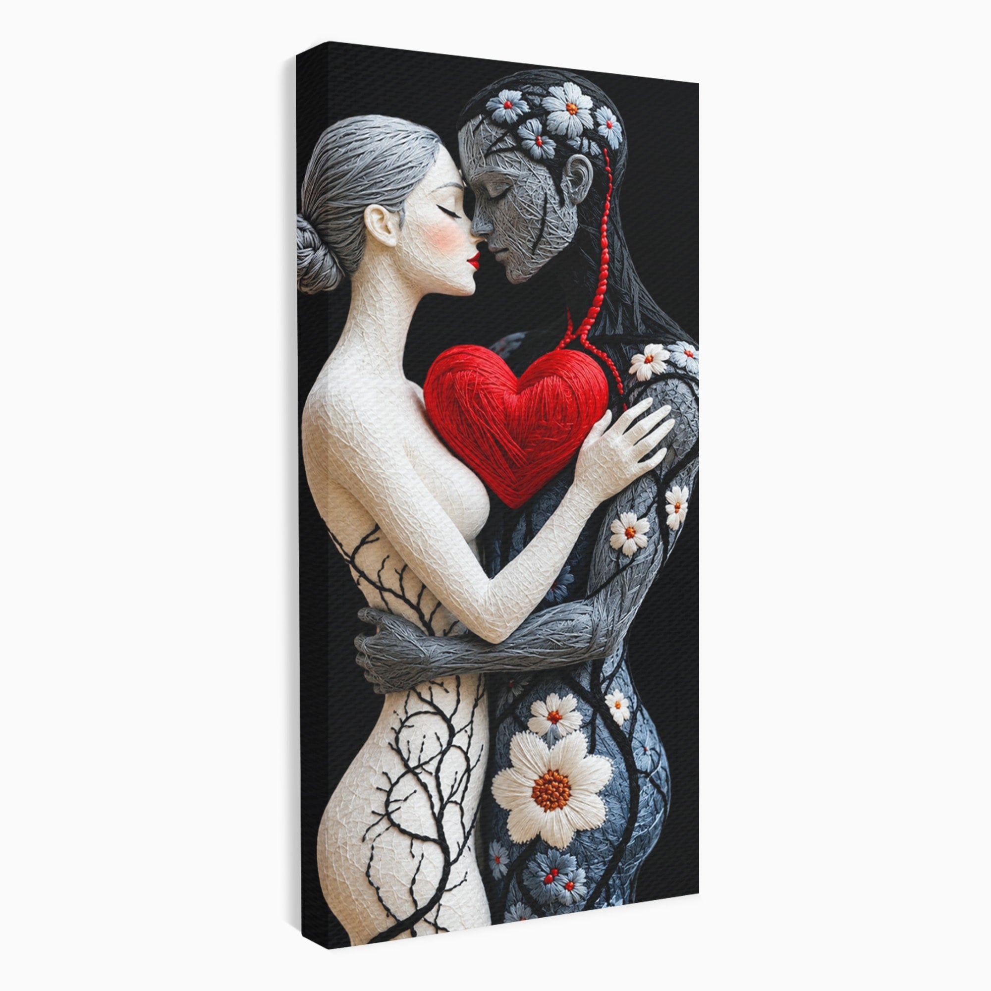 Tablou Canvas Premium LuxCanva® U1221, Iubire Contrastanta, Cuplu, Inima, Contrast, Iubire, Dormitor, Culori Vibrante