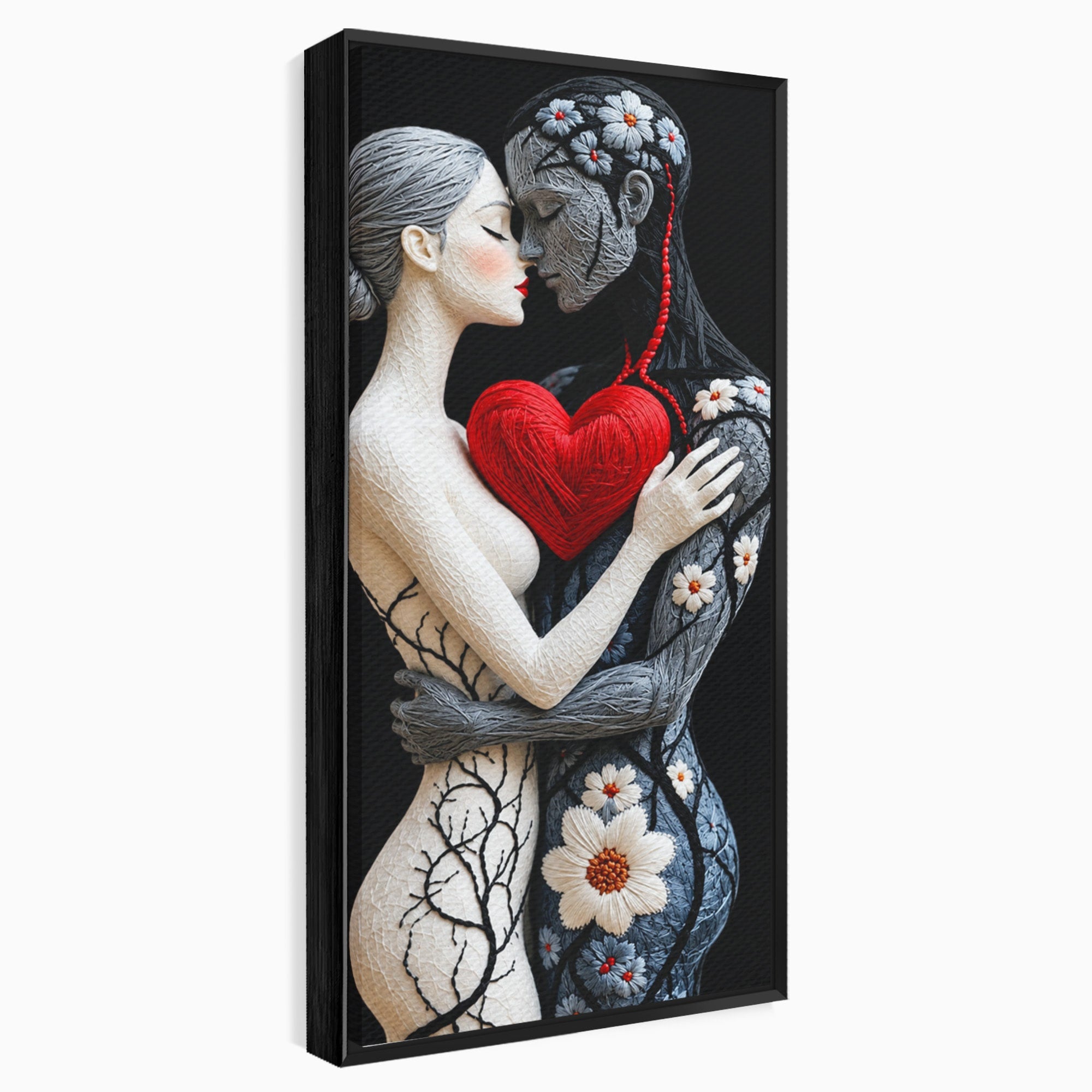 Tablou Canvas Premium LuxCanva® U1221, Iubire Contrastanta, Cuplu, Inima, Contrast, Iubire, Dormitor, Culori Vibrante