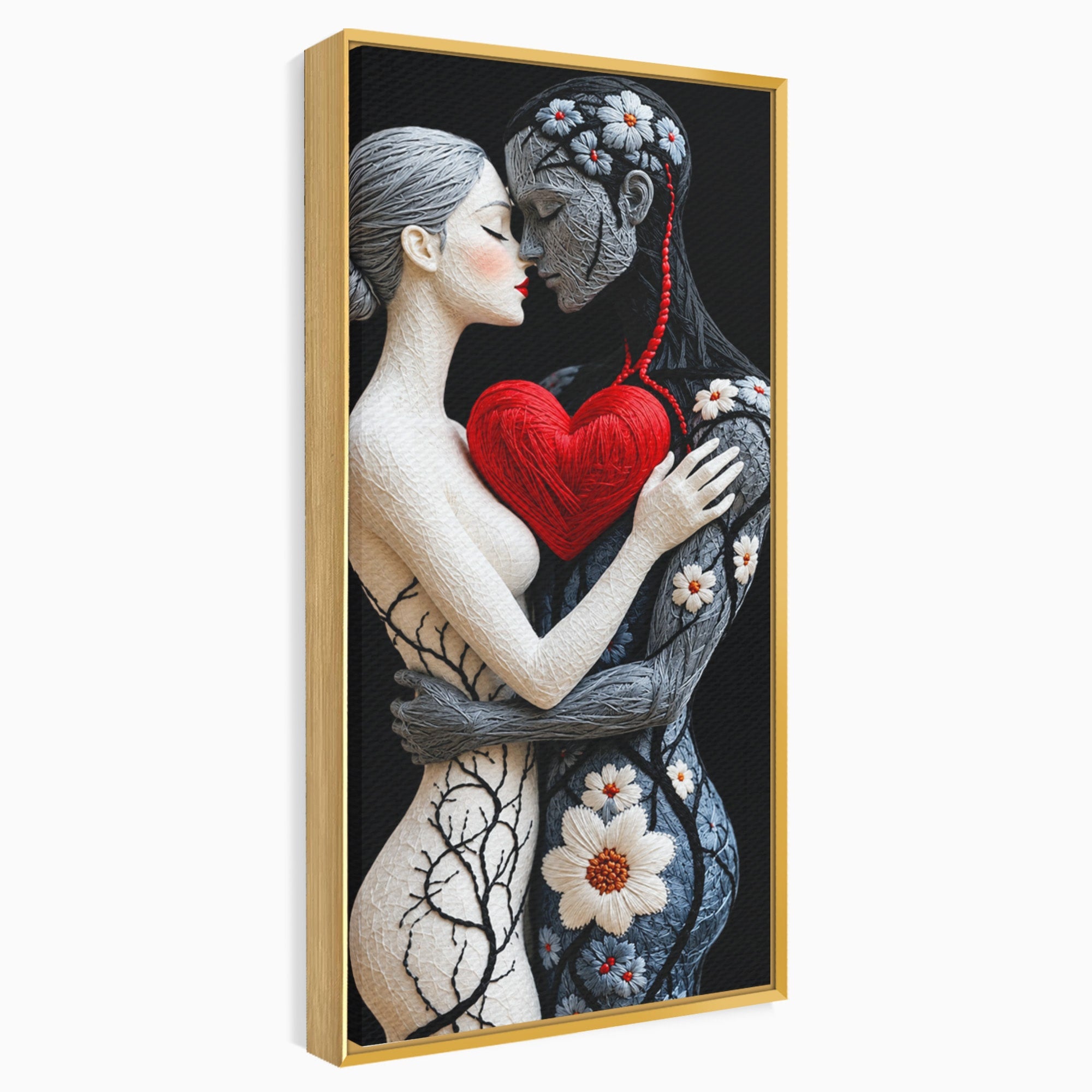 Tablou Canvas Premium LuxCanva® U1221, Iubire Contrastanta, Cuplu, Inima, Contrast, Iubire, Dormitor, Culori Vibrante