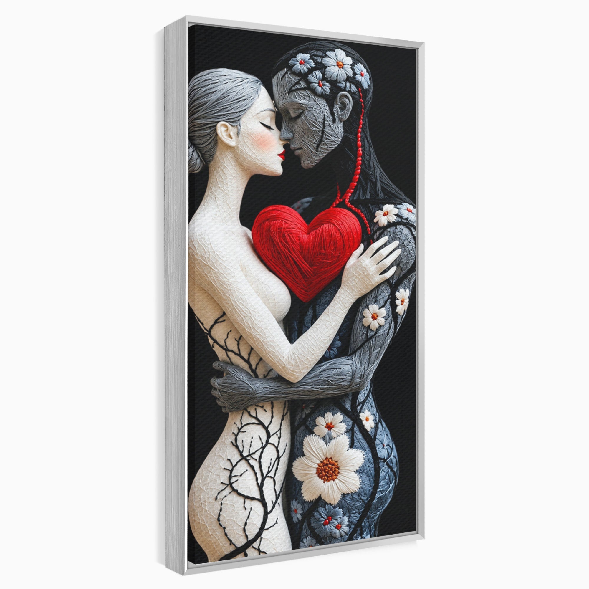 Tablou Canvas Premium LuxCanva® U1221, Iubire Contrastanta, Cuplu, Inima, Contrast, Iubire, Dormitor, Culori Vibrante