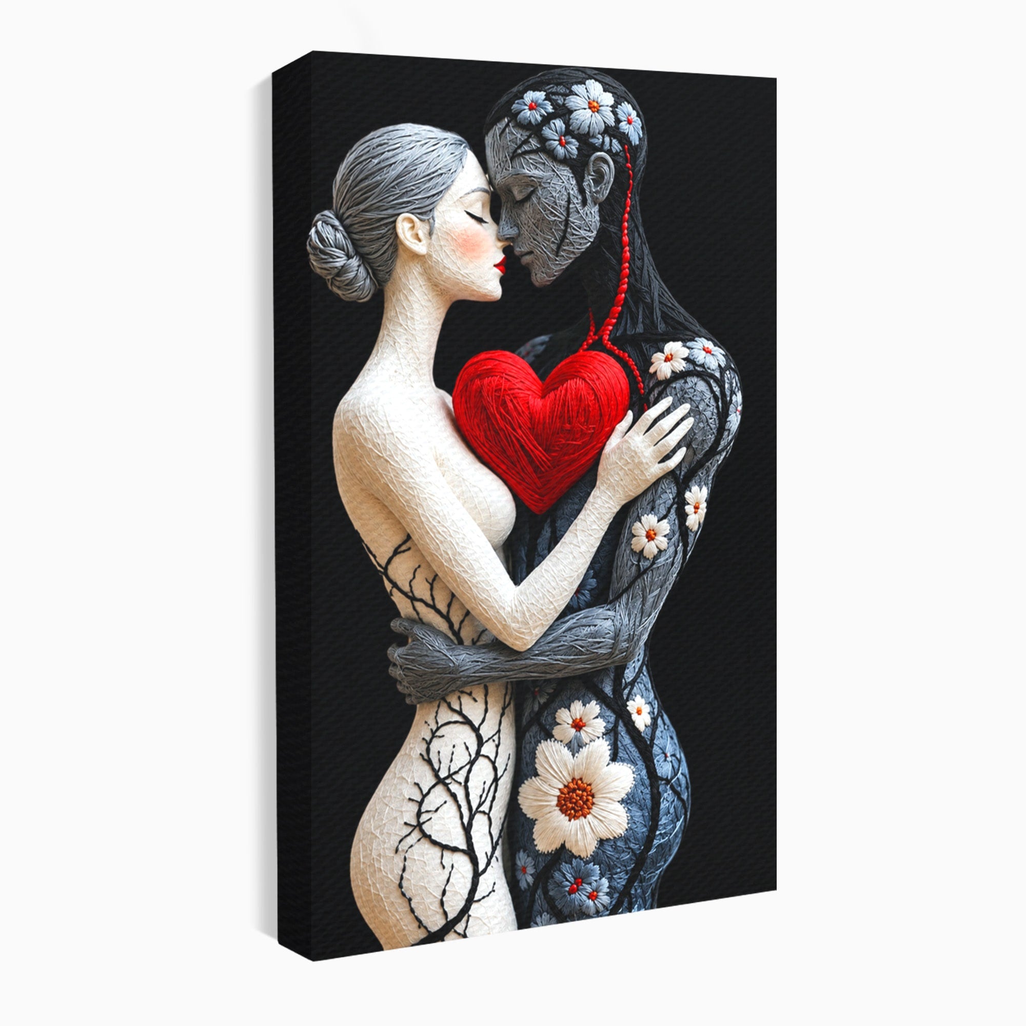 Tablou Canvas Premium LuxCanva® U1221, Iubire Contrastanta, Cuplu, Inima, Contrast, Iubire, Dormitor, Culori Vibrante