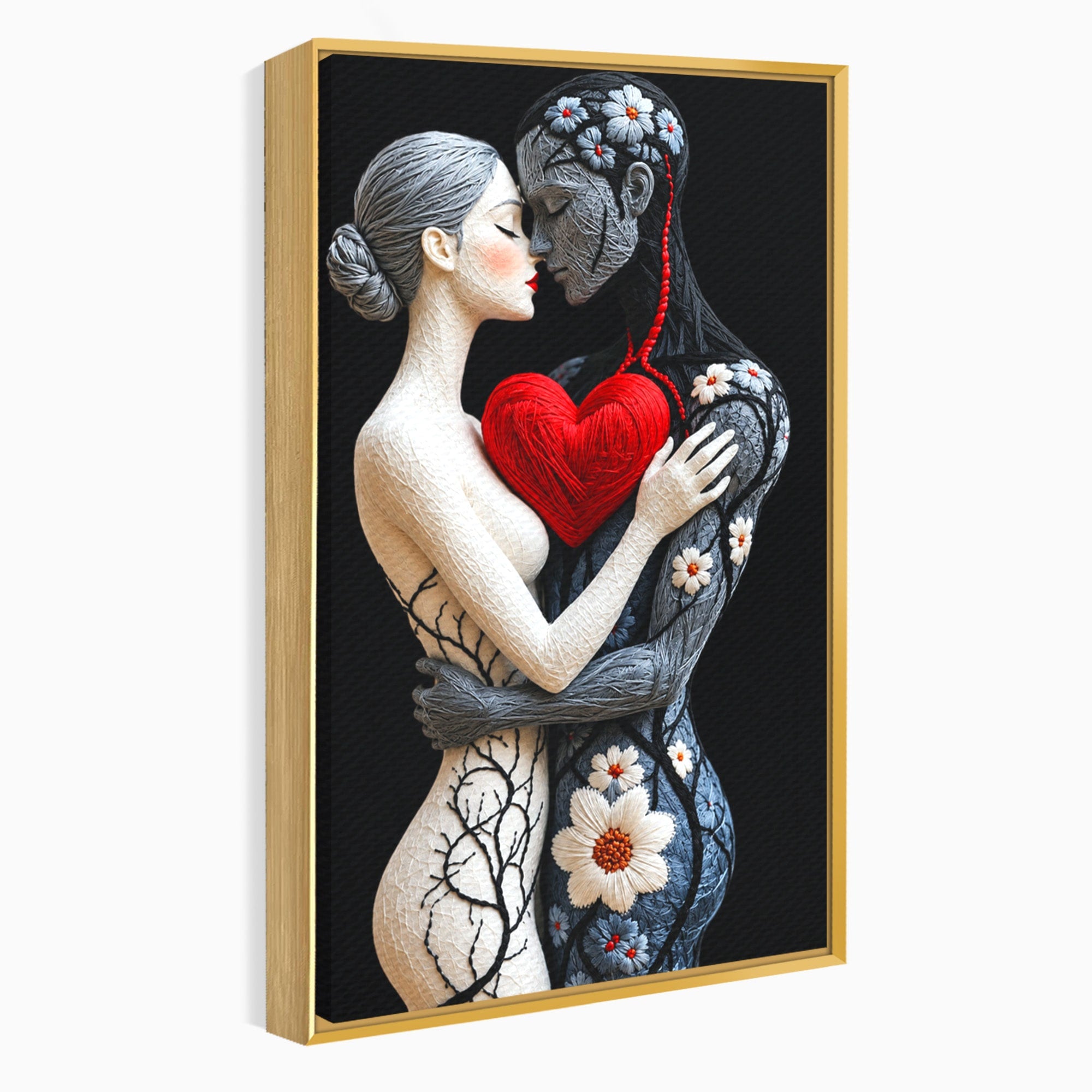 Tablou Canvas Premium LuxCanva® U1221, Iubire Contrastanta, Cuplu, Inima, Contrast, Iubire, Dormitor, Culori Vibrante