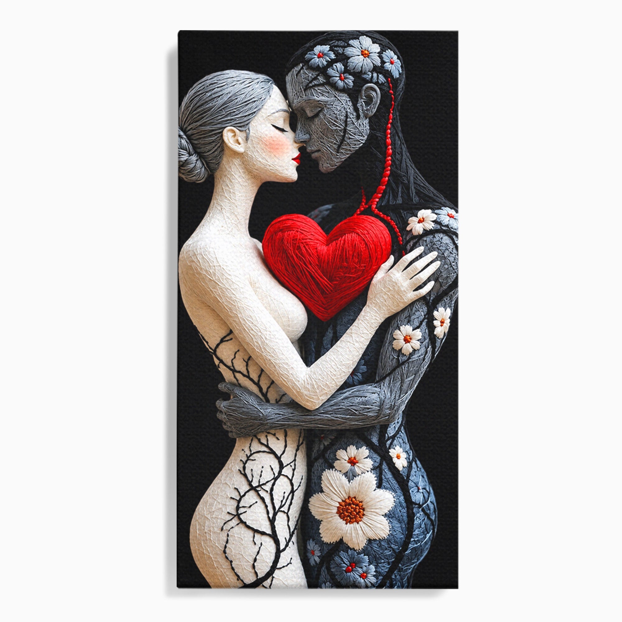 Tablou Canvas Premium LuxCanva® U1221, Iubire Contrastanta, Cuplu, Inima, Contrast, Iubire, Dormitor, Culori Vibrante