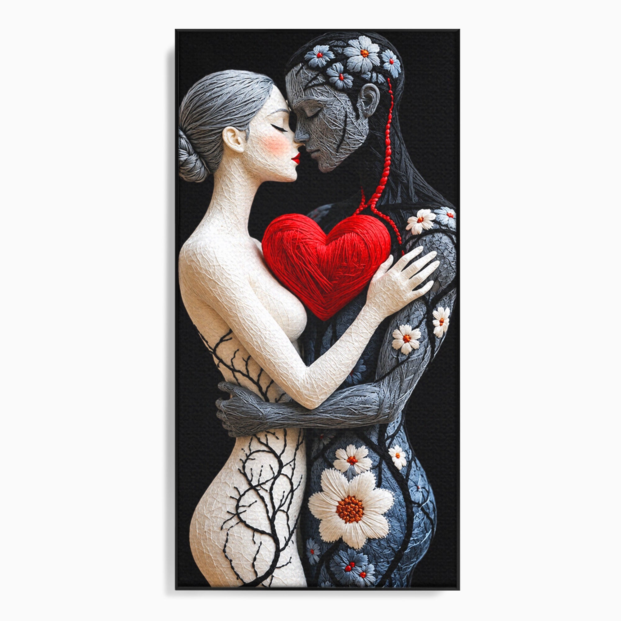Tablou Canvas Premium LuxCanva® U1221, Iubire Contrastanta, Cuplu, Inima, Contrast, Iubire, Dormitor, Culori Vibrante