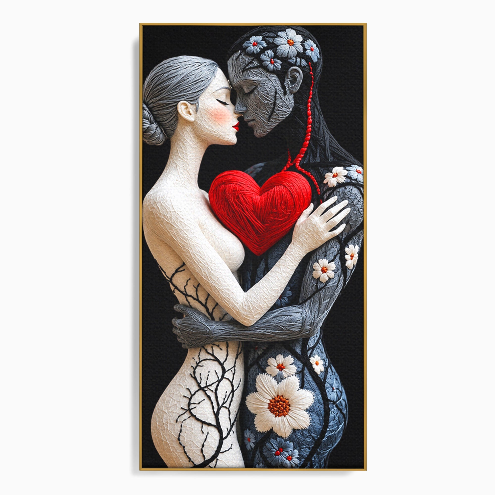 Tablou Canvas Premium LuxCanva® U1221, Iubire Contrastanta, Cuplu, Inima, Contrast, Iubire, Dormitor, Culori Vibrante