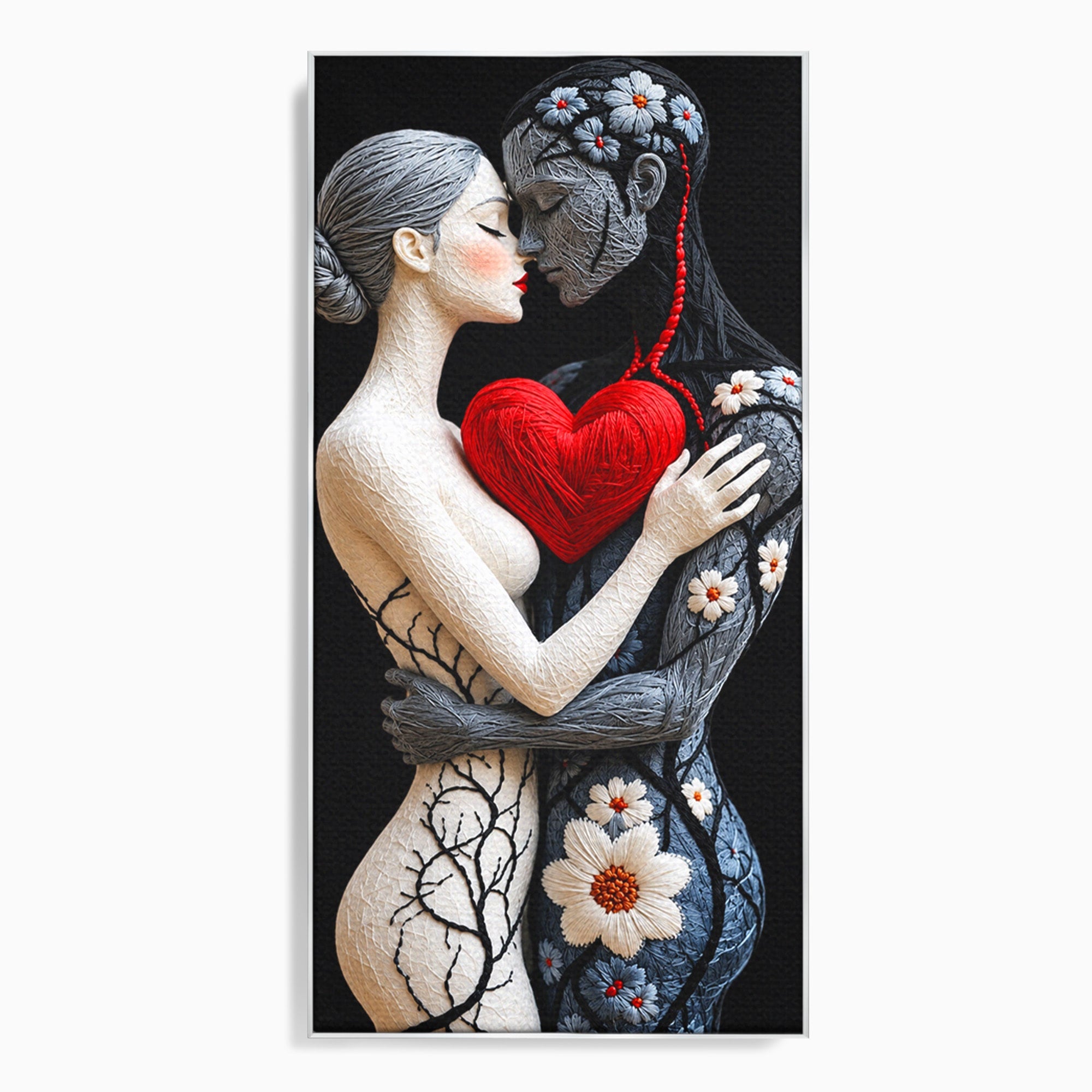 Tablou Canvas Premium LuxCanva® U1221, Iubire Contrastanta, Cuplu, Inima, Contrast, Iubire, Dormitor, Culori Vibrante