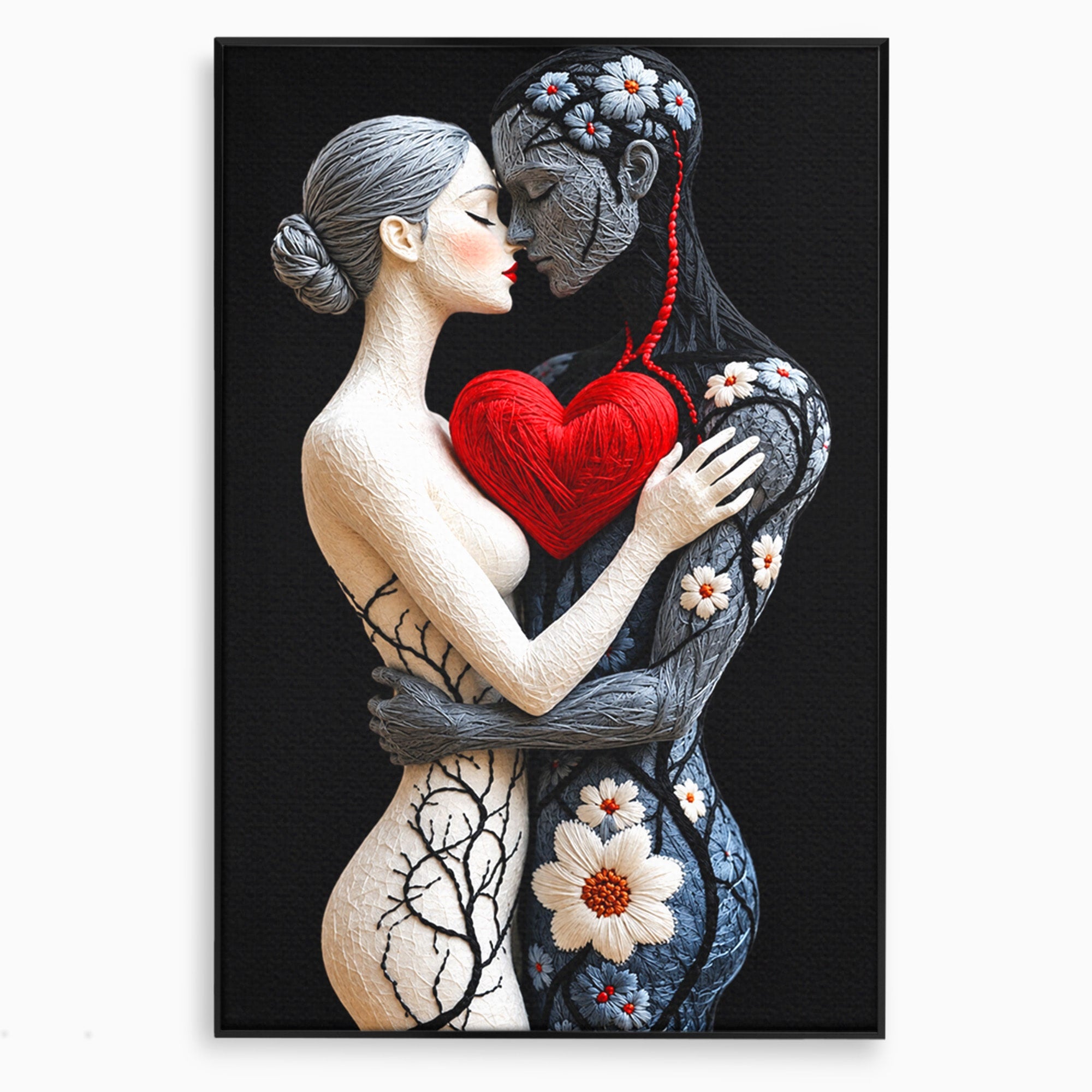 Tablou Canvas Premium LuxCanva® U1221, Iubire Contrastanta, Cuplu, Inima, Contrast, Iubire, Dormitor, Culori Vibrante