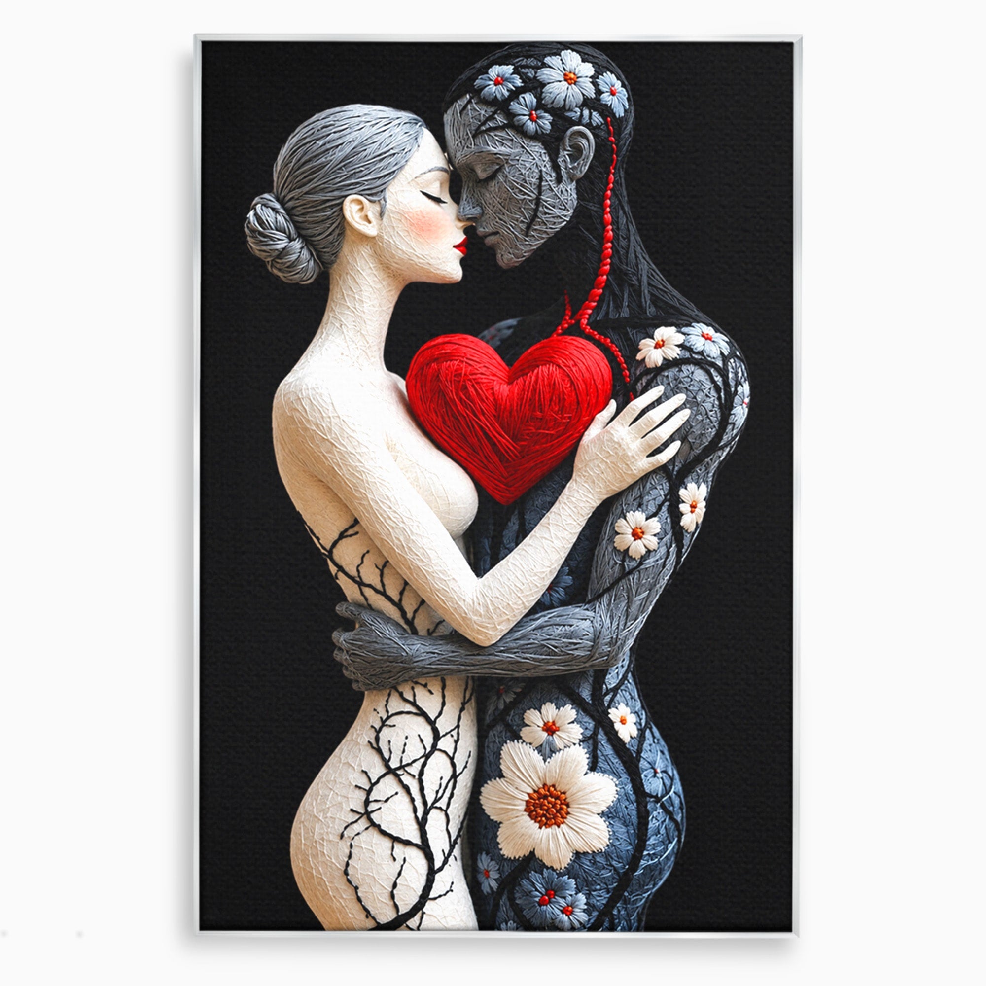 Tablou Canvas Premium LuxCanva® U1221, Iubire Contrastanta, Cuplu, Inima, Contrast, Iubire, Dormitor, Culori Vibrante