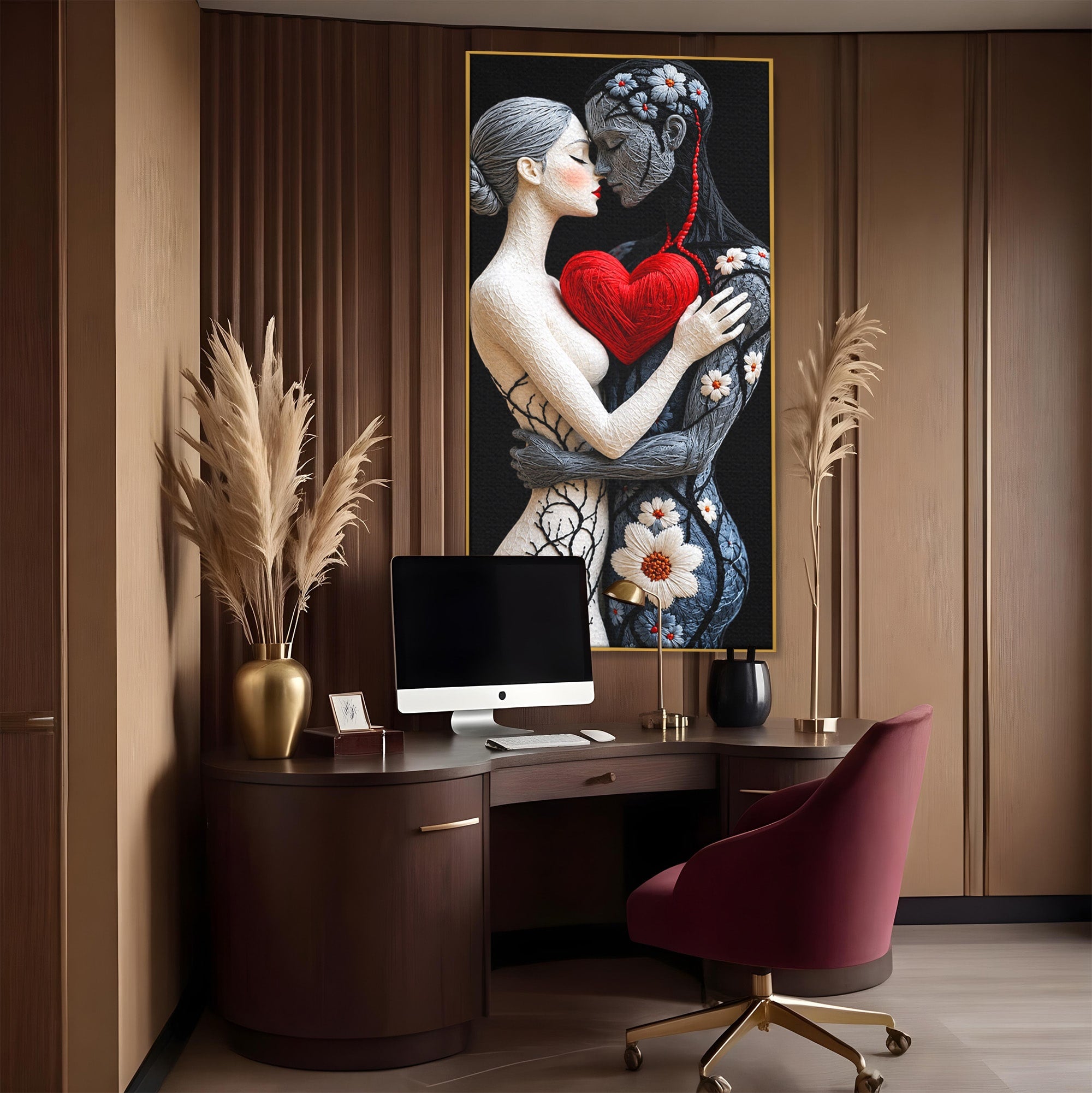 Tablou Canvas Premium LuxCanva® U1221, Iubire Contrastanta, Cuplu, Inima, Contrast, Iubire, Dormitor, Culori Vibrante
