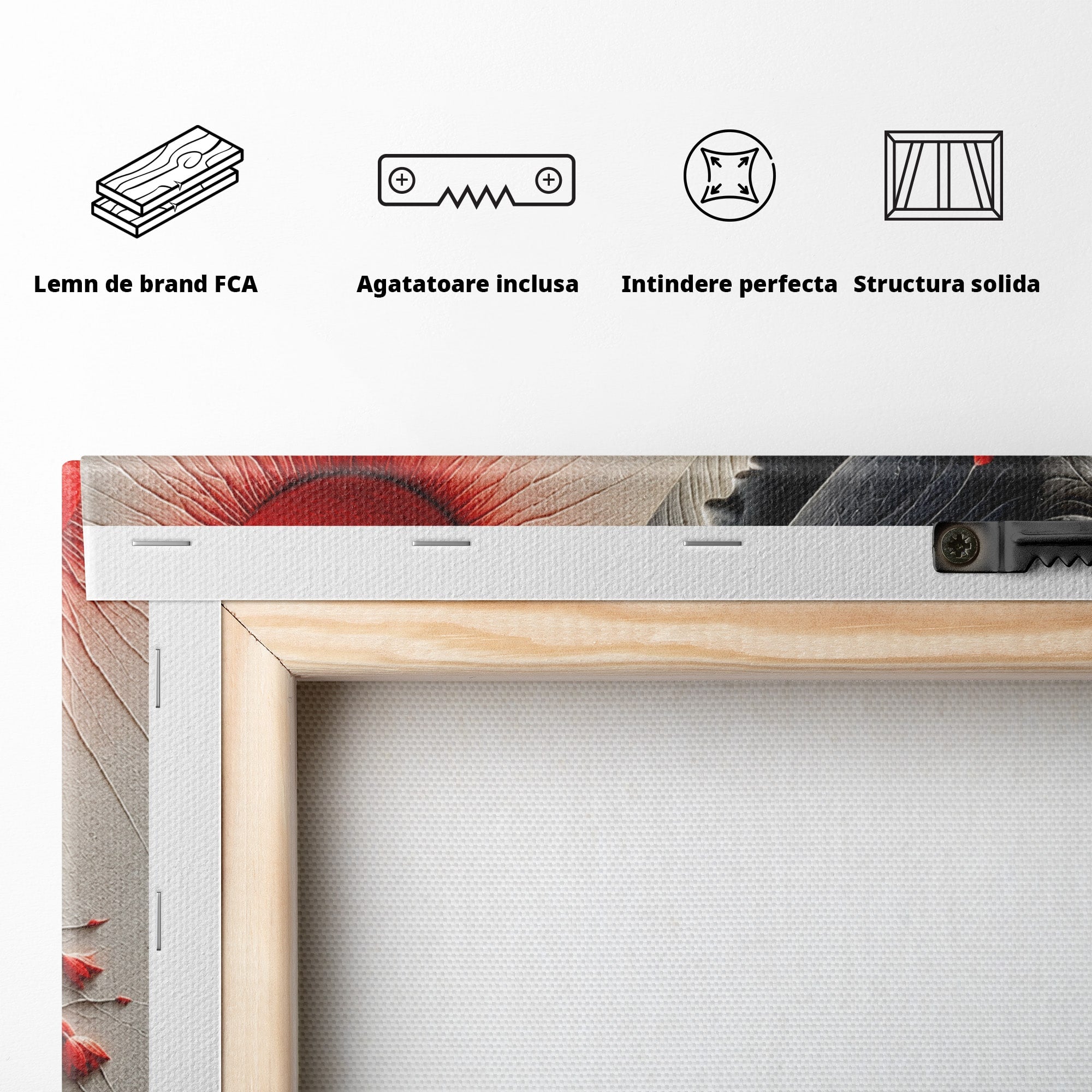 Tablou Canvas Premium LuxCanva® U1222, Misterul Florilor Rosii, Femeie, Flori, Soare, Mister, Living, Culori Vibrante