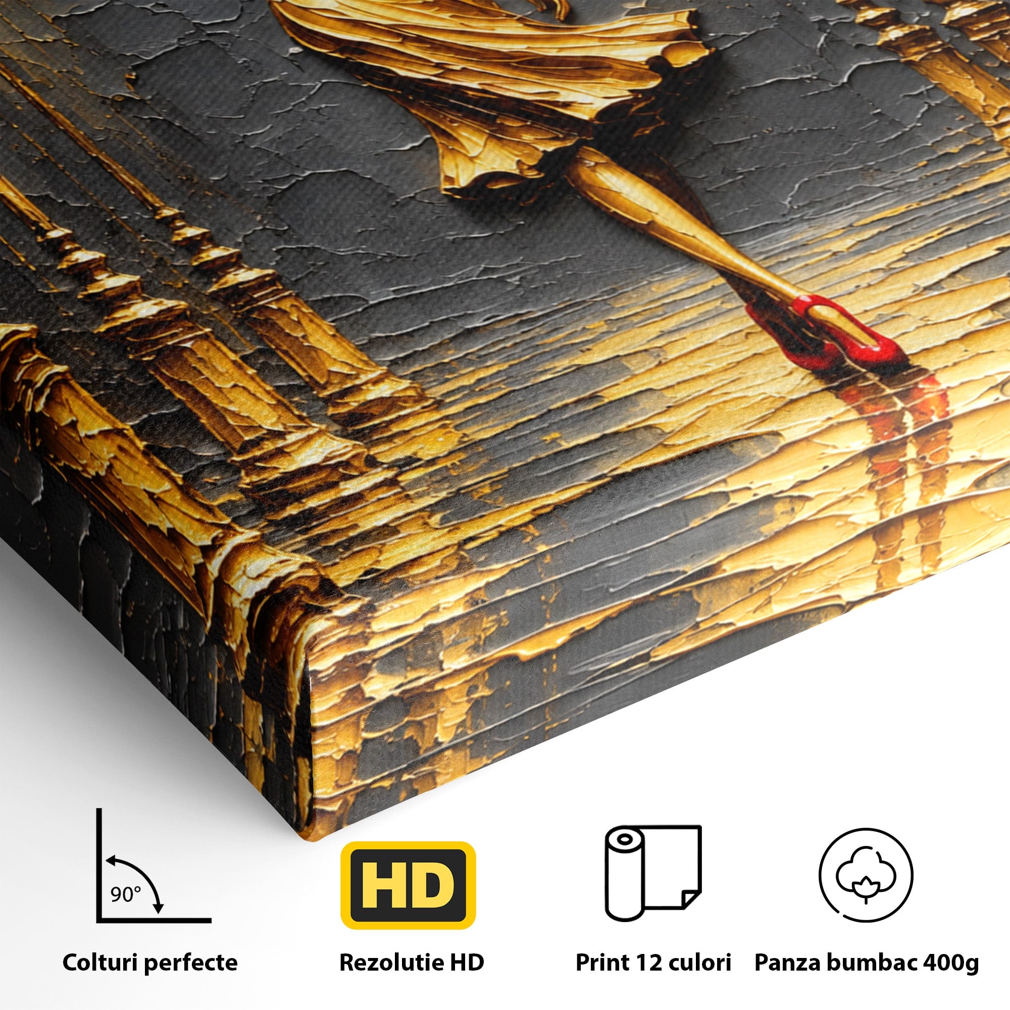Tablou Canvas Premium LuxCanva® U1224, Femeie Elegantă Pe Stradă, Femeie, Stradă, Artă Urbană, Eleganță, Living, Culori Vibrante