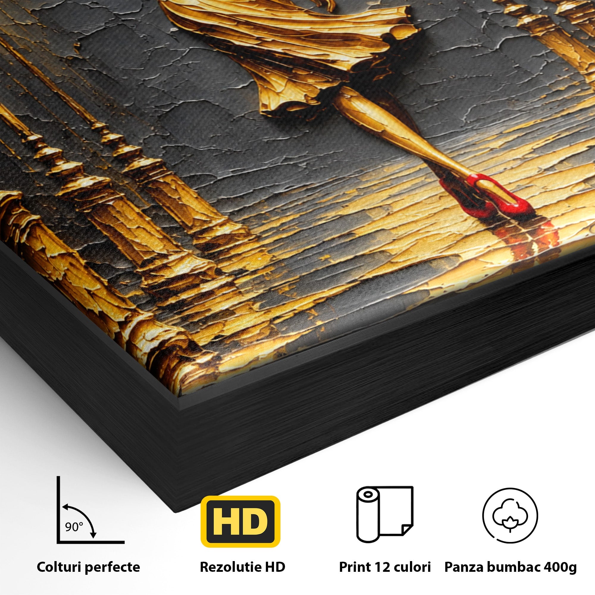 Tablou Canvas Premium LuxCanva® U1224, Femeie Elegantă Pe Stradă, Femeie, Stradă, Artă Urbană, Eleganță, Living, Culori Vibrante