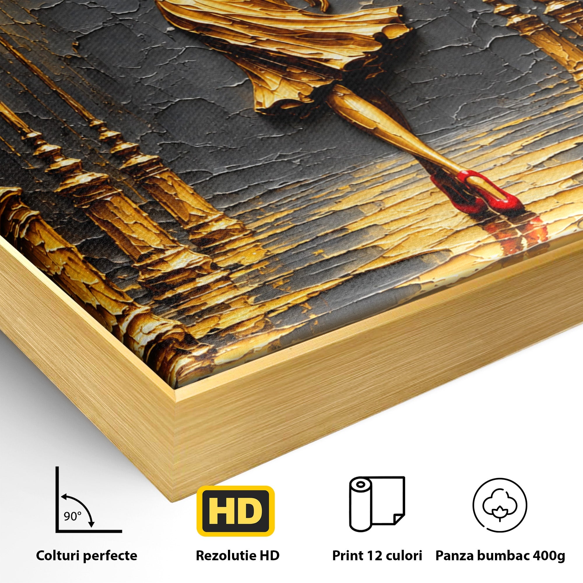Tablou Canvas Premium LuxCanva® U1224, Femeie Elegantă Pe Stradă, Femeie, Stradă, Artă Urbană, Eleganță, Living, Culori Vibrante