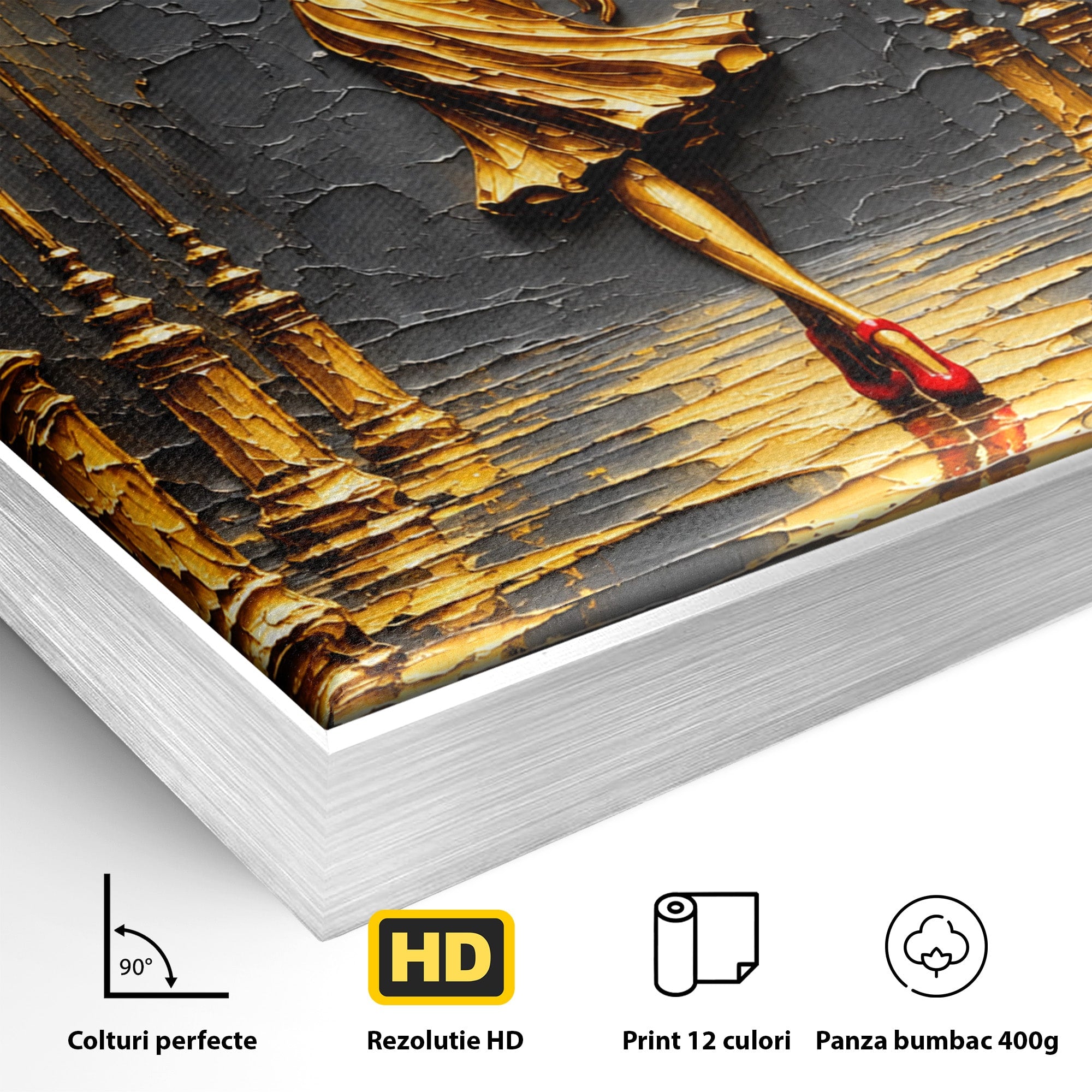 Tablou Canvas Premium LuxCanva® U1224, Femeie Elegantă Pe Stradă, Femeie, Stradă, Artă Urbană, Eleganță, Living, Culori Vibrante