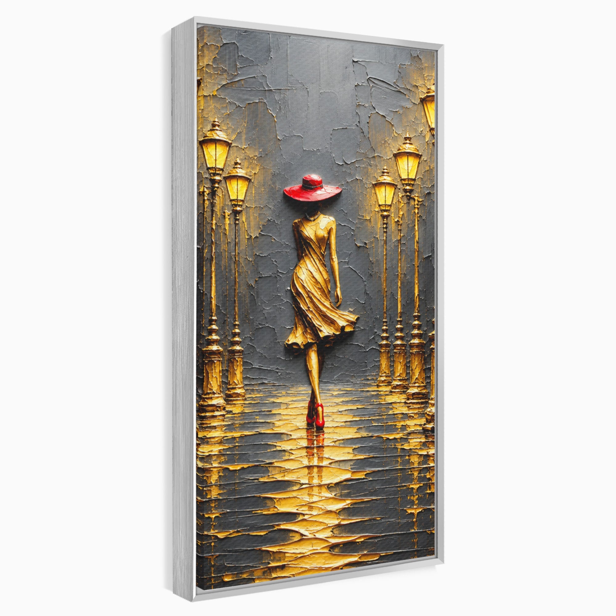 Tablou Canvas Premium LuxCanva® U1224, Femeie Elegantă Pe Stradă, Femeie, Stradă, Artă Urbană, Eleganță, Living, Culori Vibrante