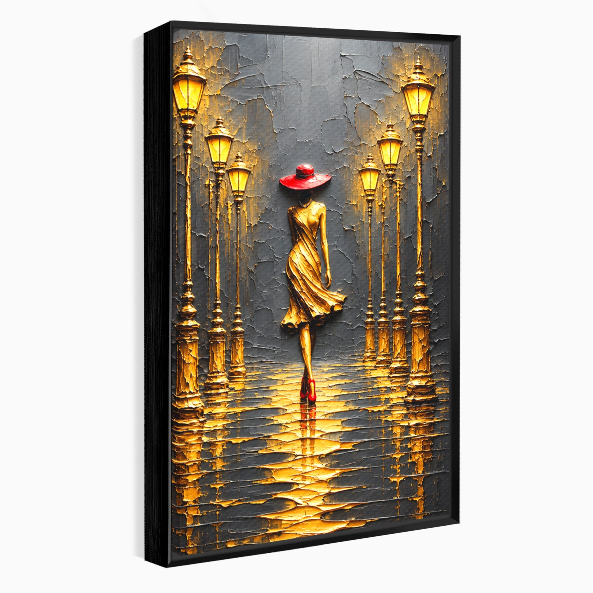Tablou Canvas Premium LuxCanva® U1224, Femeie Elegantă Pe Stradă, Femeie, Stradă, Artă Urbană, Eleganță, Living, Culori Vibrante