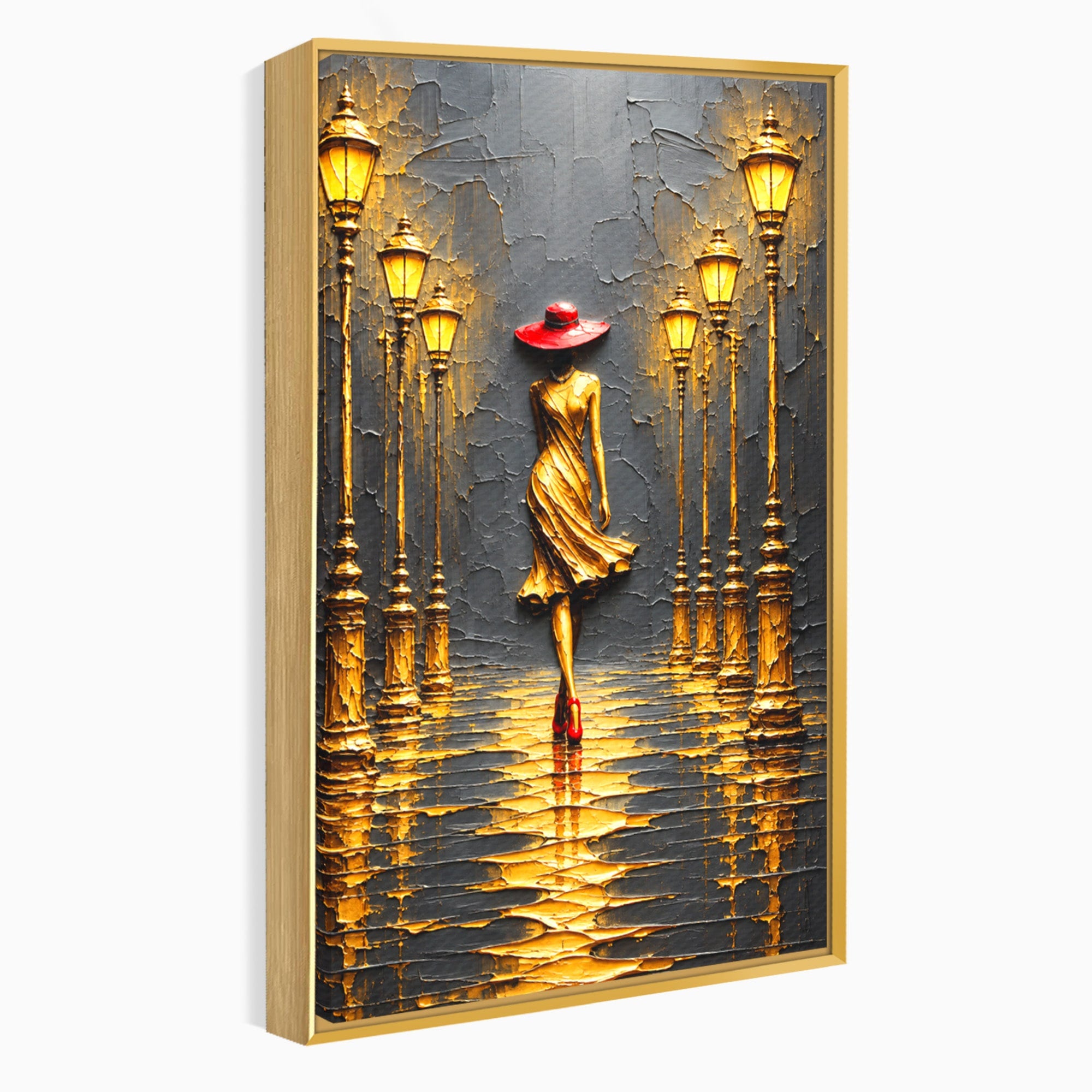 Tablou Canvas Premium LuxCanva® U1224, Femeie Elegantă Pe Stradă, Femeie, Stradă, Artă Urbană, Eleganță, Living, Culori Vibrante