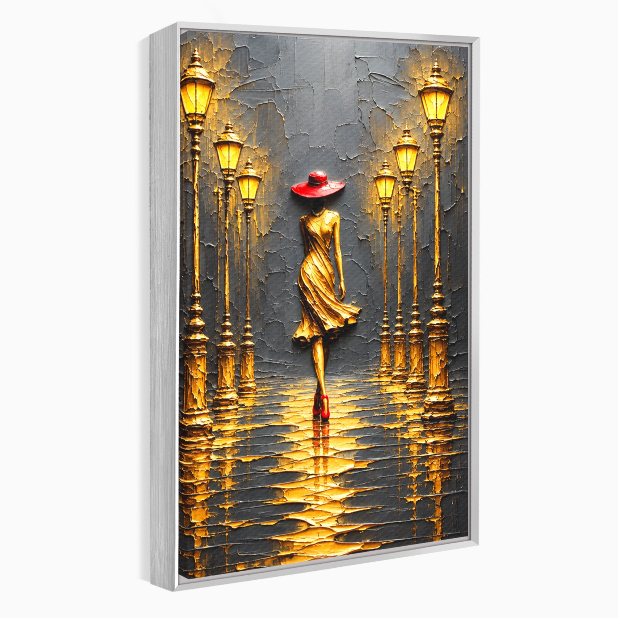 Tablou Canvas Premium LuxCanva® U1224, Femeie Elegantă Pe Stradă, Femeie, Stradă, Artă Urbană, Eleganță, Living, Culori Vibrante