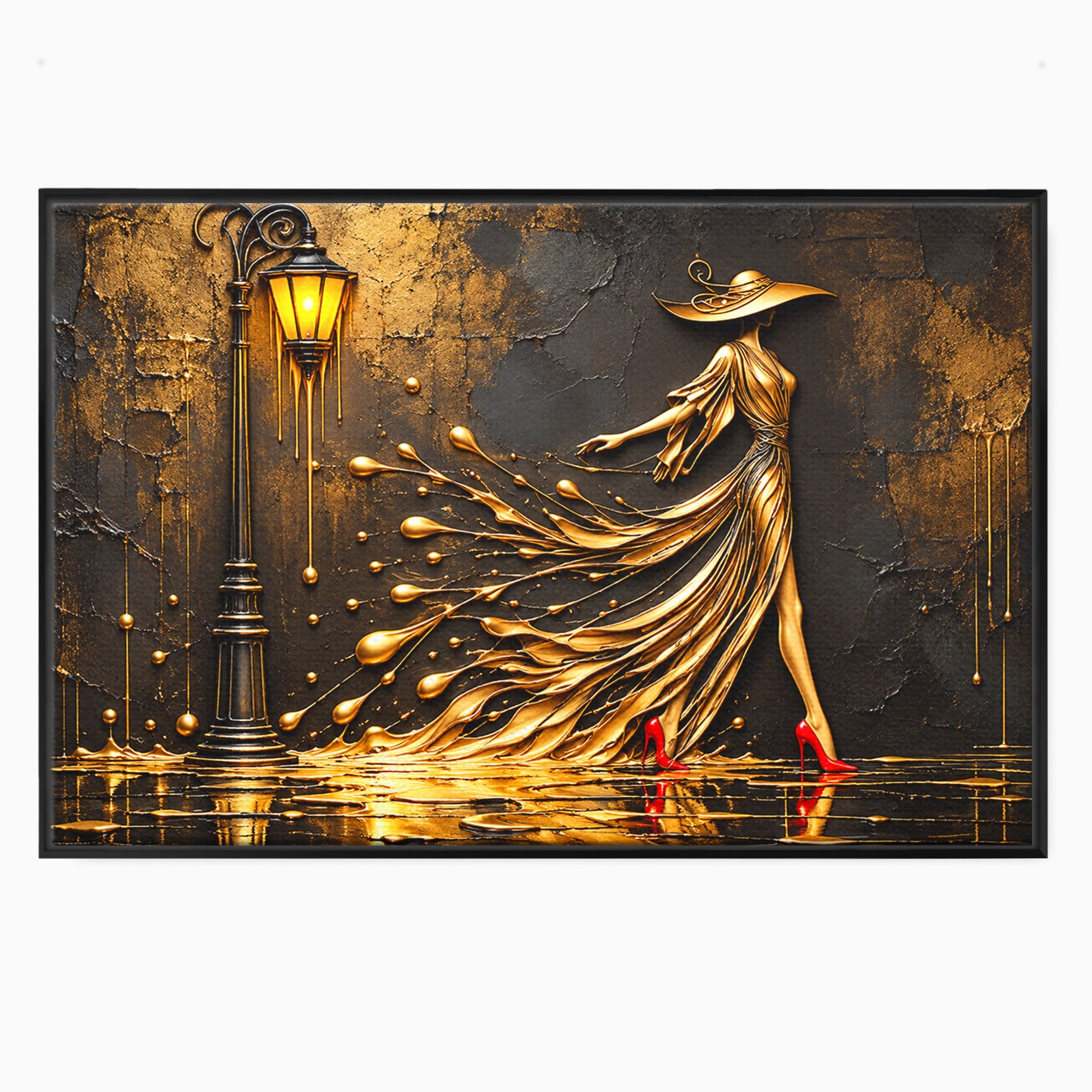 Tablou Canvas Premium LuxCanva® U1225, Eleganta In Aur, Femeie, Moda, Lux, Auriu, Living, Culori Vibrante