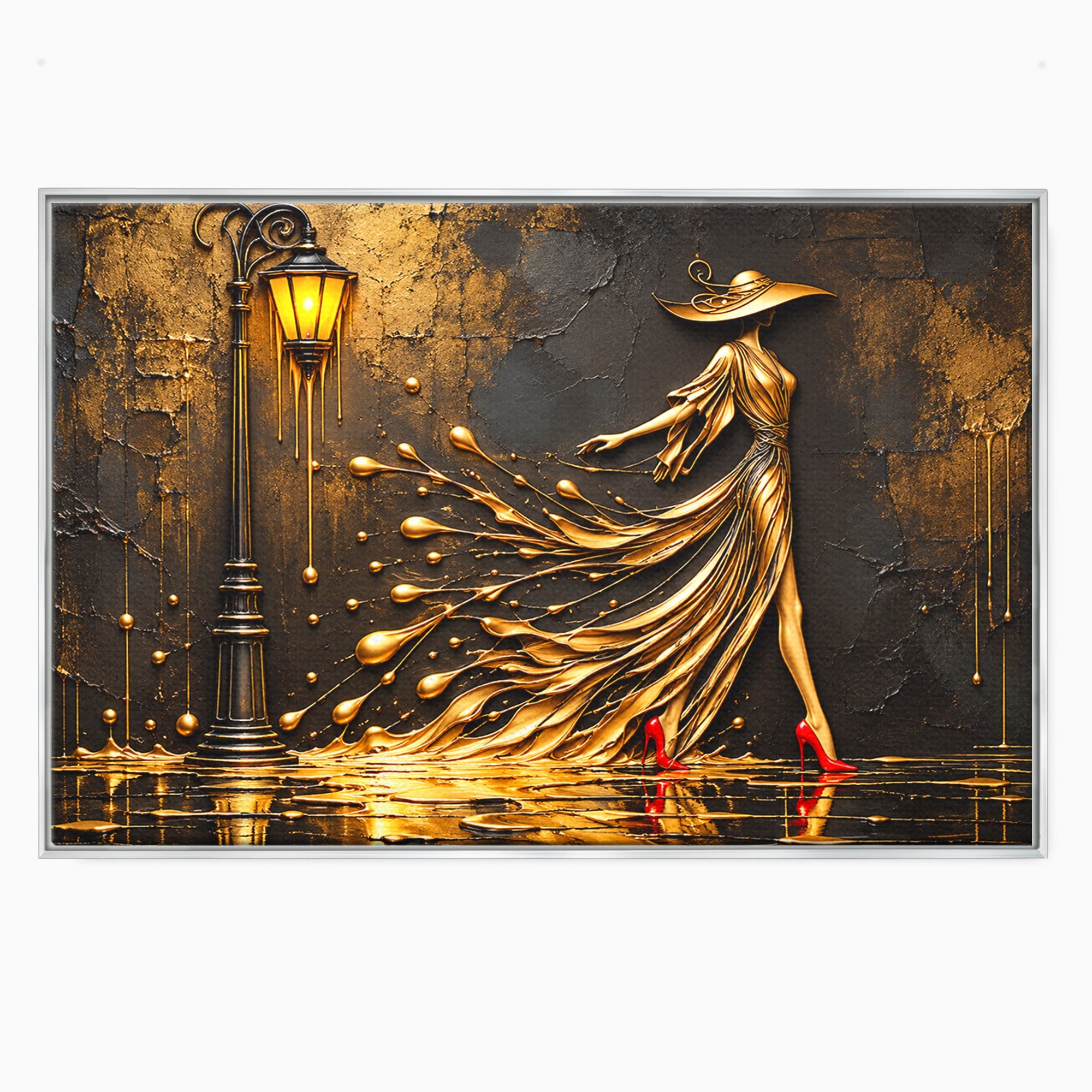 Tablou Canvas Premium LuxCanva® U1225, Eleganta In Aur, Femeie, Moda, Lux, Auriu, Living, Culori Vibrante