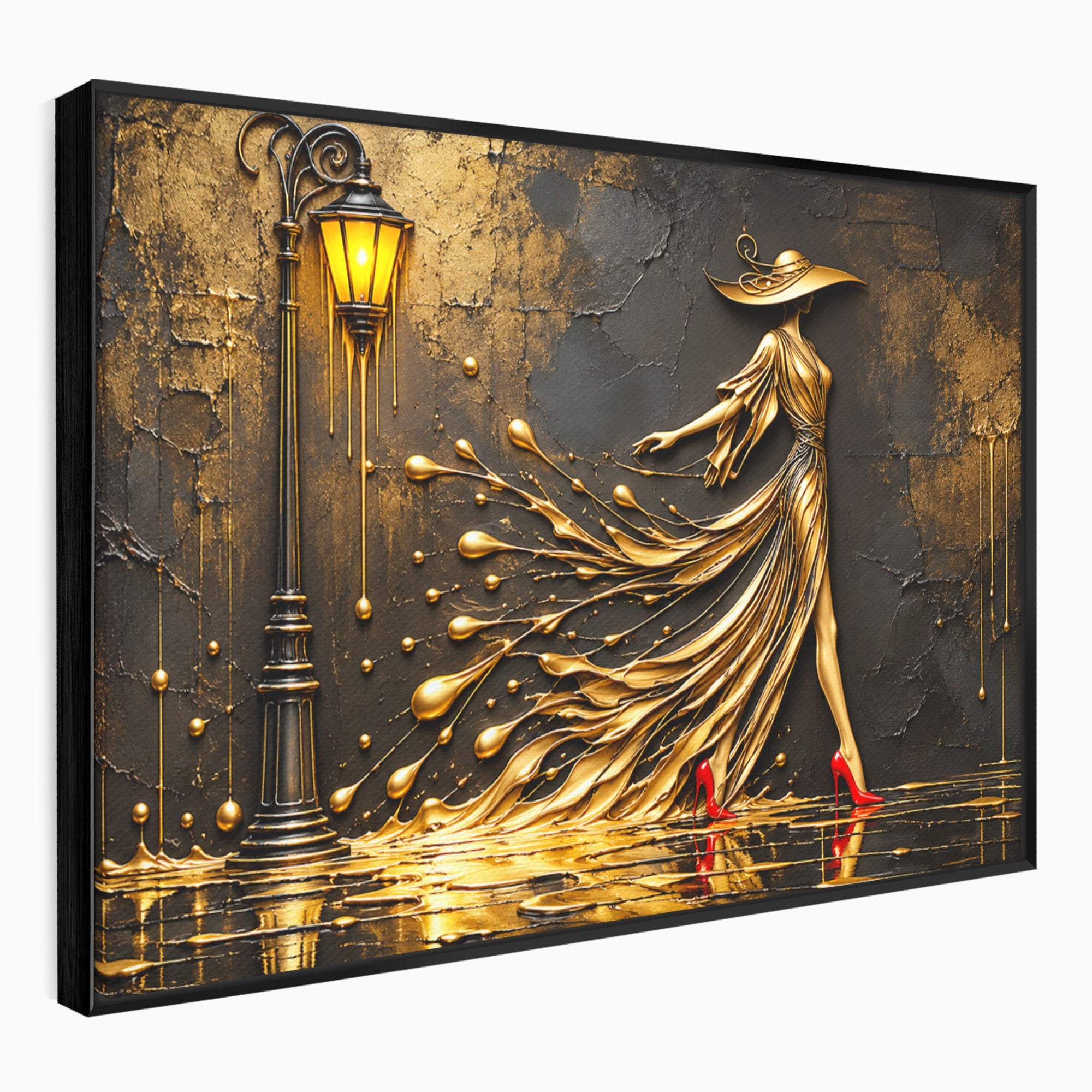 Tablou Canvas Premium LuxCanva® U1225, Eleganta In Aur, Femeie, Moda, Lux, Auriu, Living, Culori Vibrante