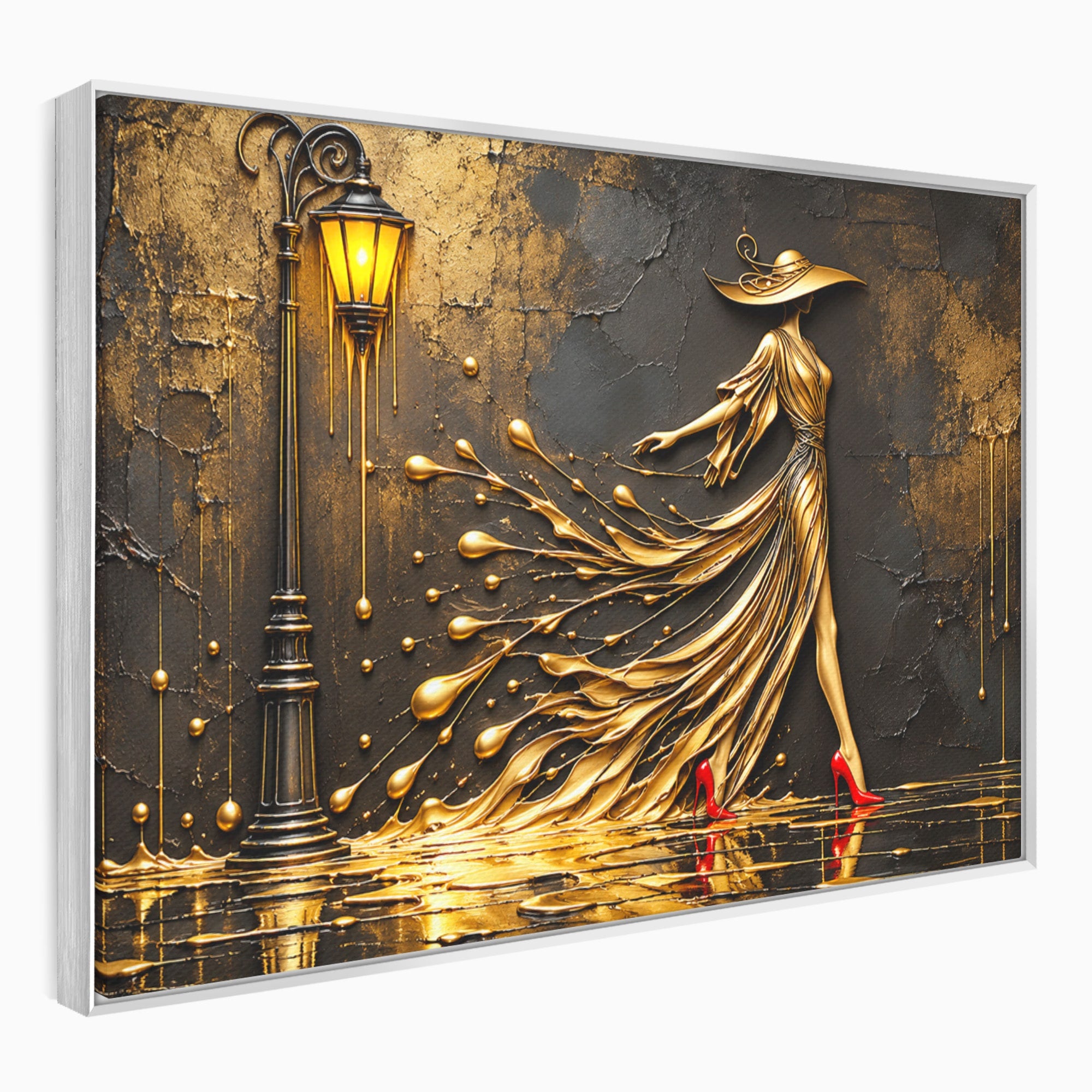 Tablou Canvas Premium LuxCanva® U1225, Eleganta In Aur, Femeie, Moda, Lux, Auriu, Living, Culori Vibrante