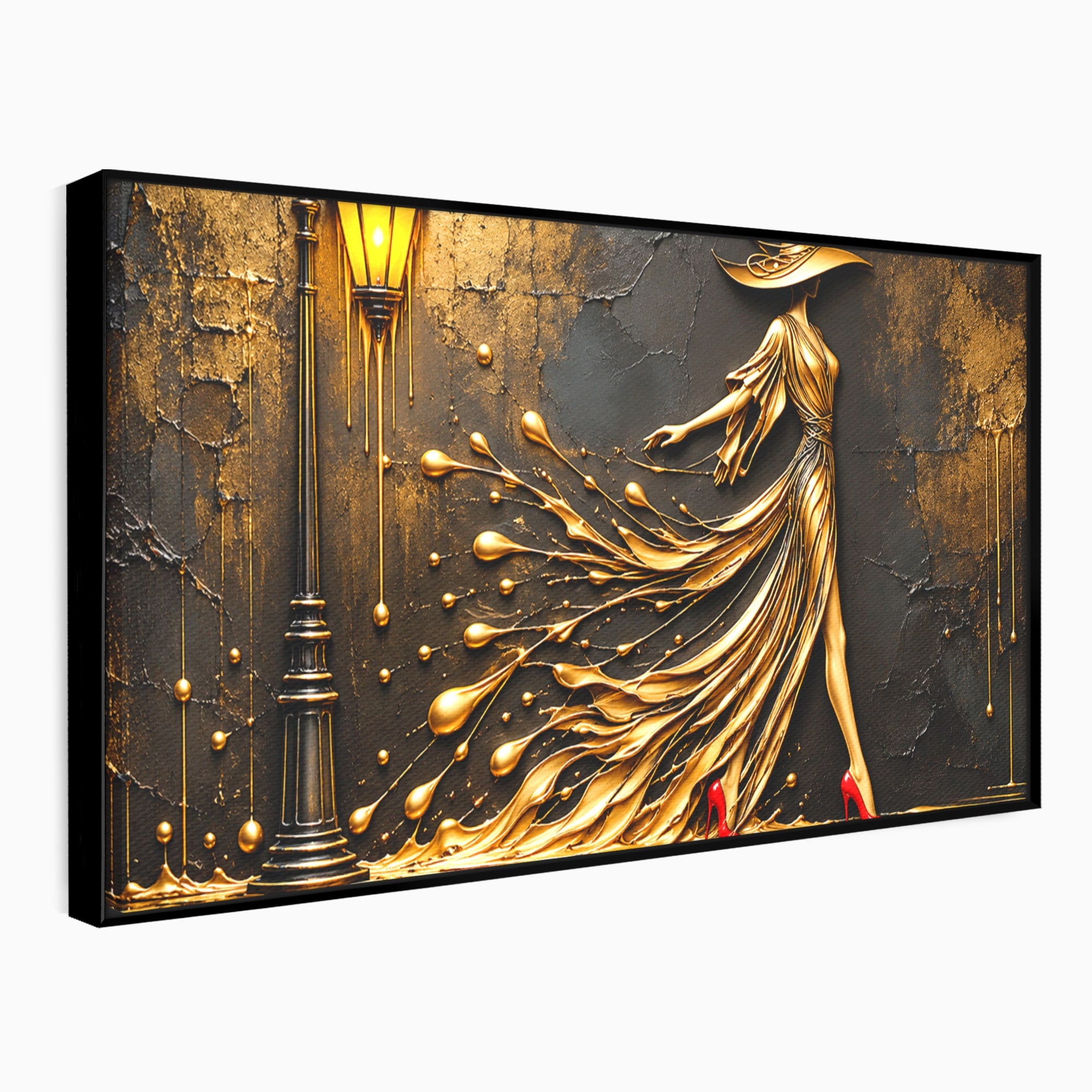 Tablou Canvas Premium LuxCanva® U1225, Eleganta In Aur, Femeie, Moda, Lux, Auriu, Living, Culori Vibrante