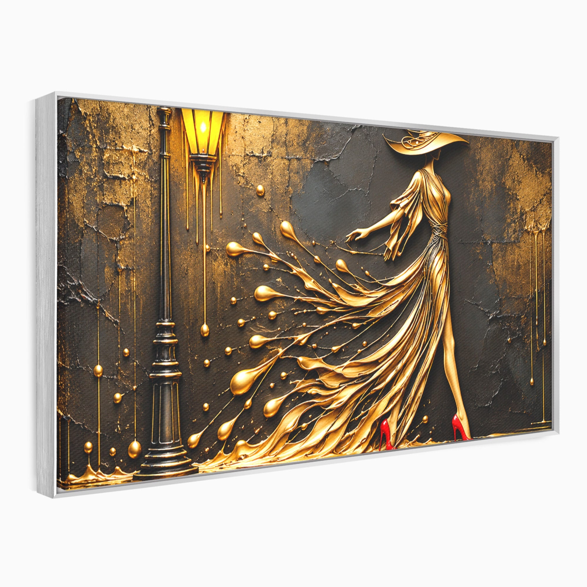 Tablou Canvas Premium LuxCanva® U1225, Eleganta In Aur, Femeie, Moda, Lux, Auriu, Living, Culori Vibrante
