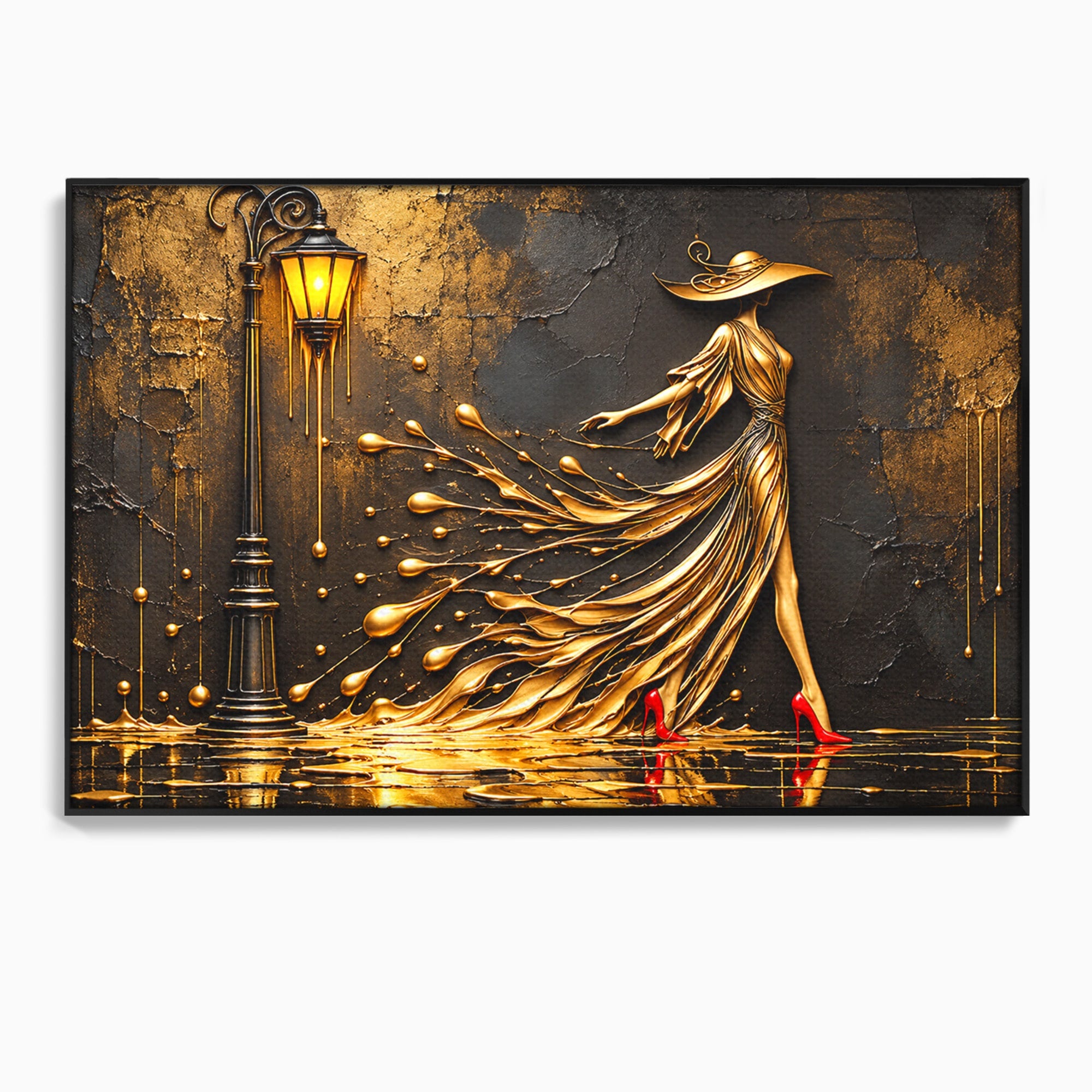 Tablou Canvas Premium LuxCanva® U1225, Eleganta In Aur, Femeie, Moda, Lux, Auriu, Living, Culori Vibrante